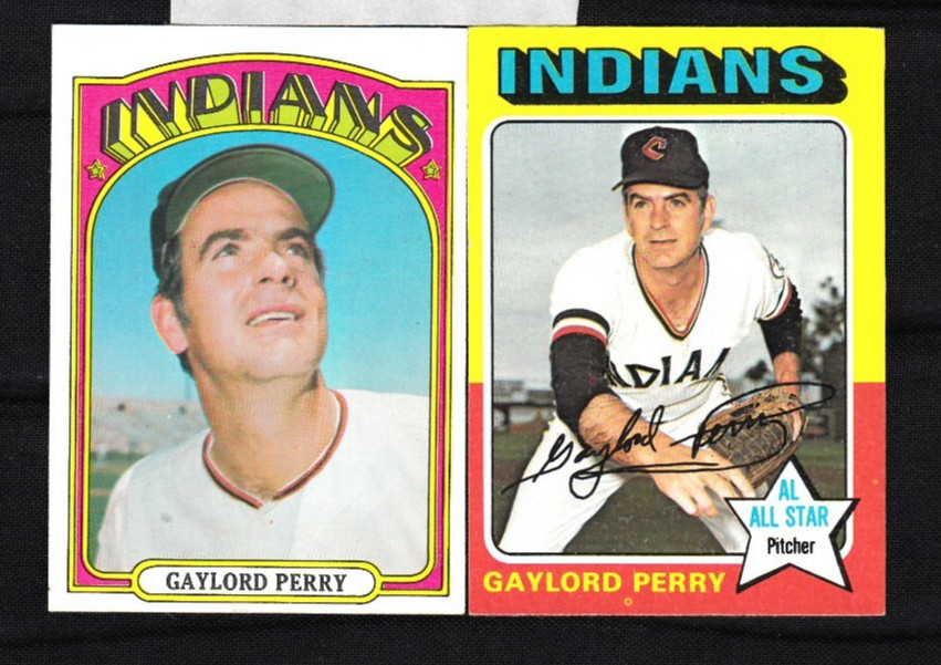 1972/75 TOPPS (2) GAYLORD PERRY(HOF)#'S 285/530 NEAR MINT OR BETTER AND VINTAGE 1972/75 TOPPS (2) GAYLORD PERRY(HOF)#'S 285/530 NEAR MINT OR BETTER AND VINTAGE