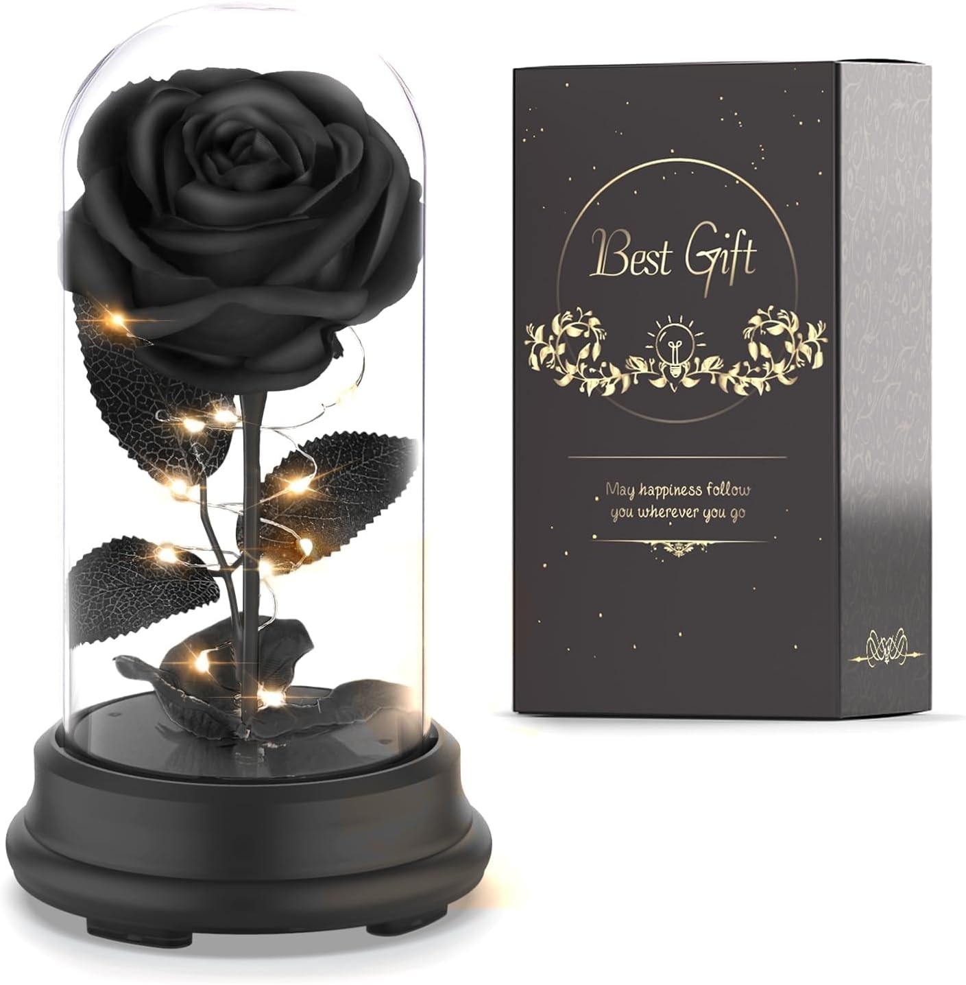 Forever Preserved Black Rose Birthday Gifts for Women,Eternal Flower Gifts for M Forever Preserved Black Rose Birthday Gifts for Women,Eternal Flower Gifts for M