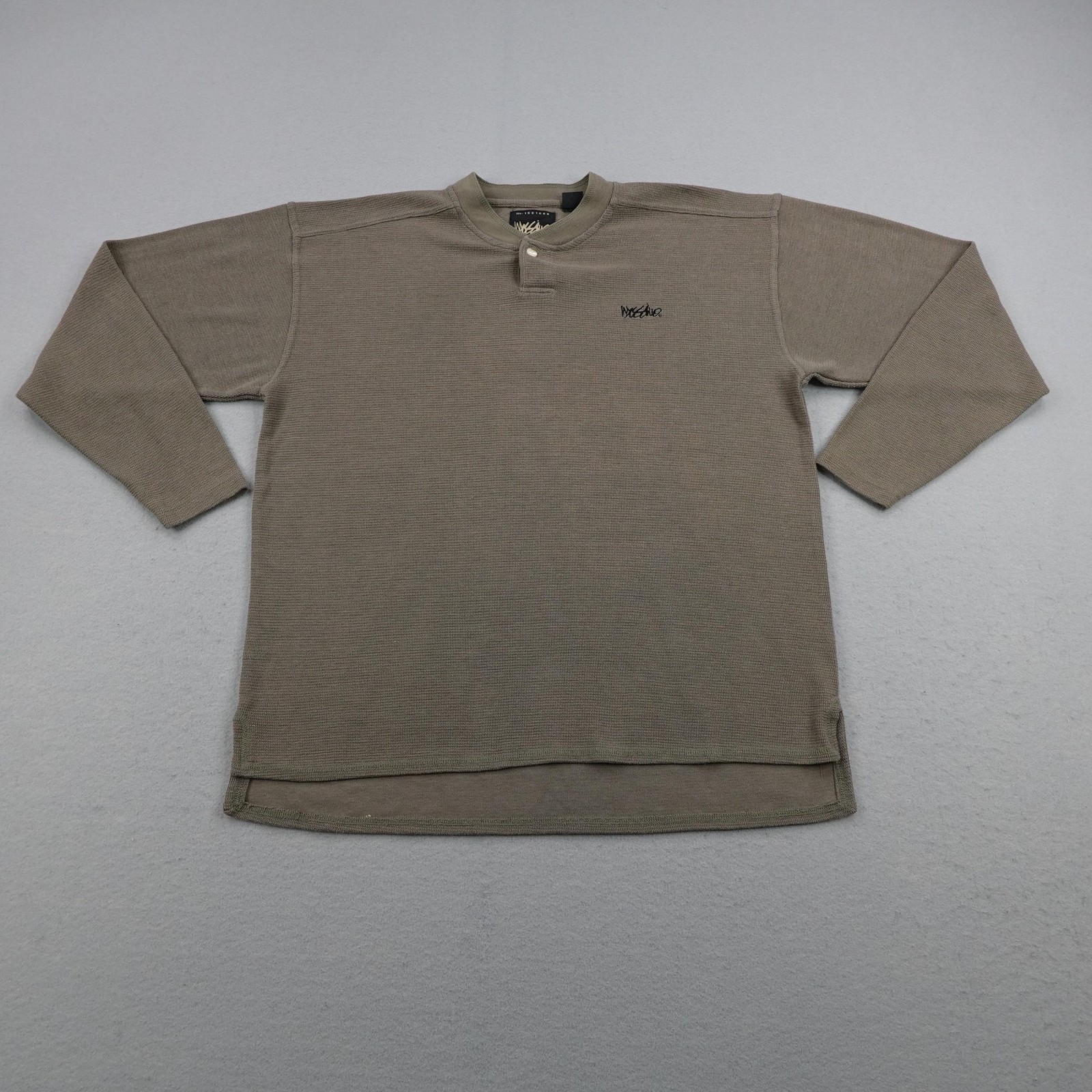 Vintage Mossimo Shirt Mens XL Brown Thermal Henley Pullover Embroidered Surf 90s