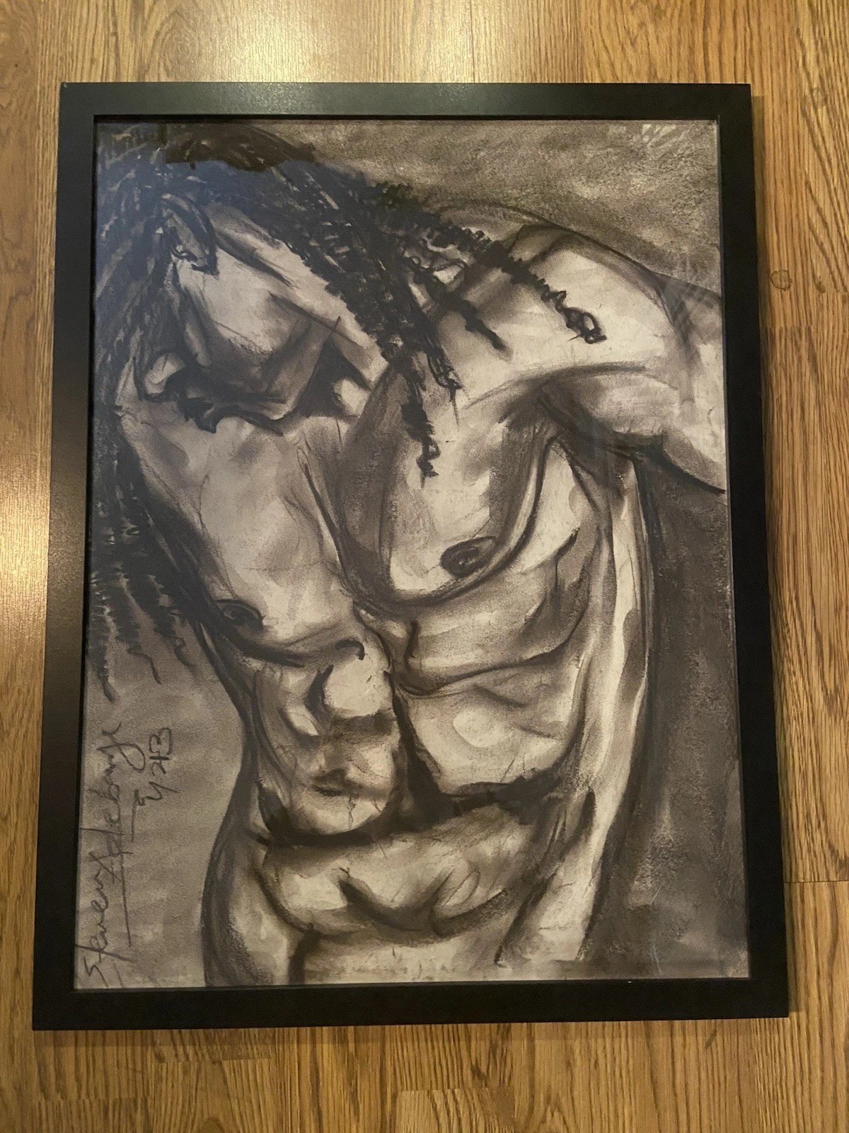 RARE Original Chalk  Artwork Sketch  “body of strength” 18”x24”