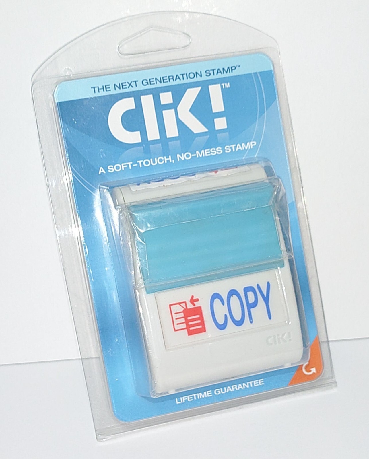 Clik  Premium Two-Color Message Stamp  Copy  Re-Inkable Blue Red 4705