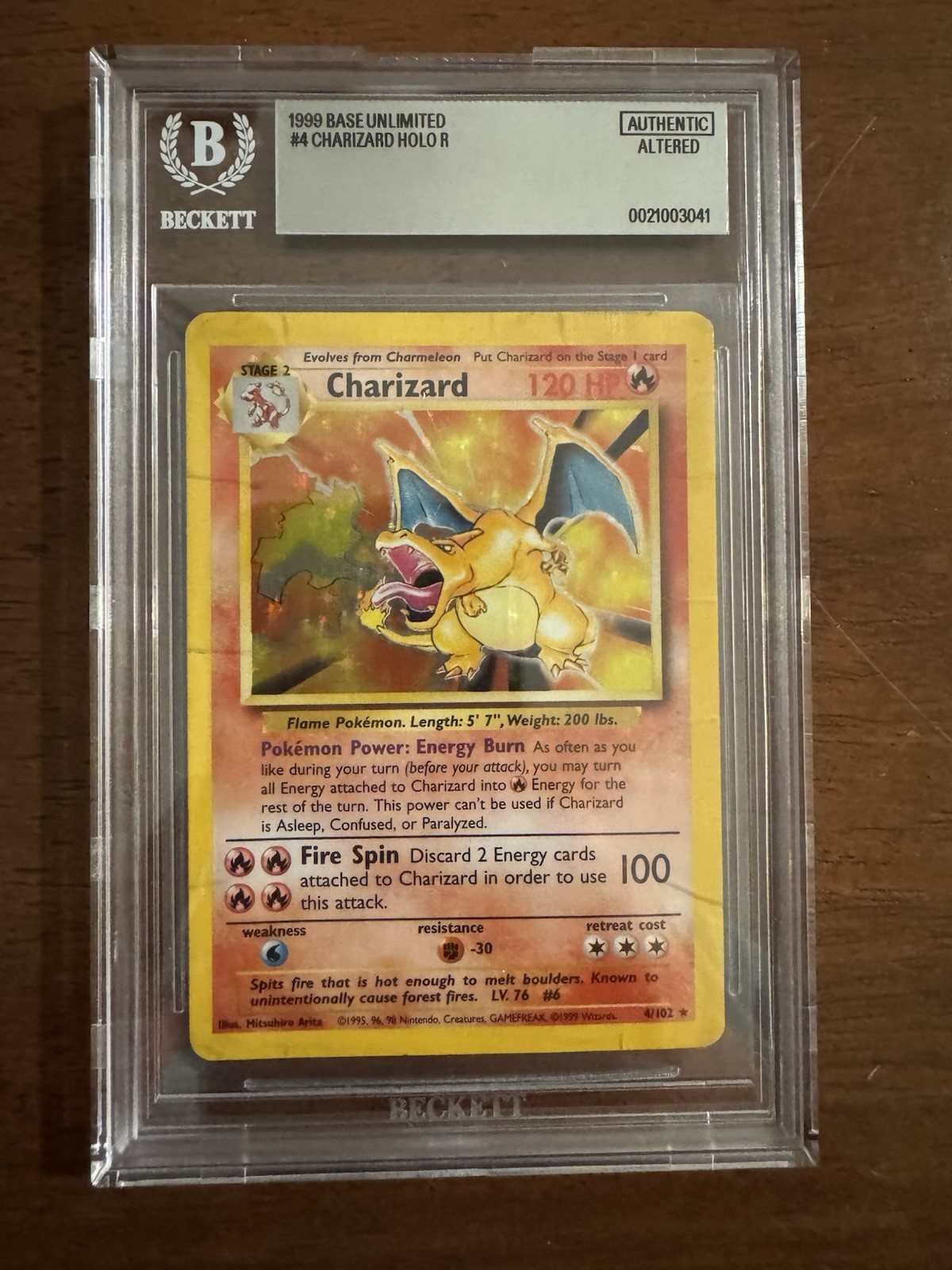Charizard 4/102 Base Set Holo - Authentic Altered