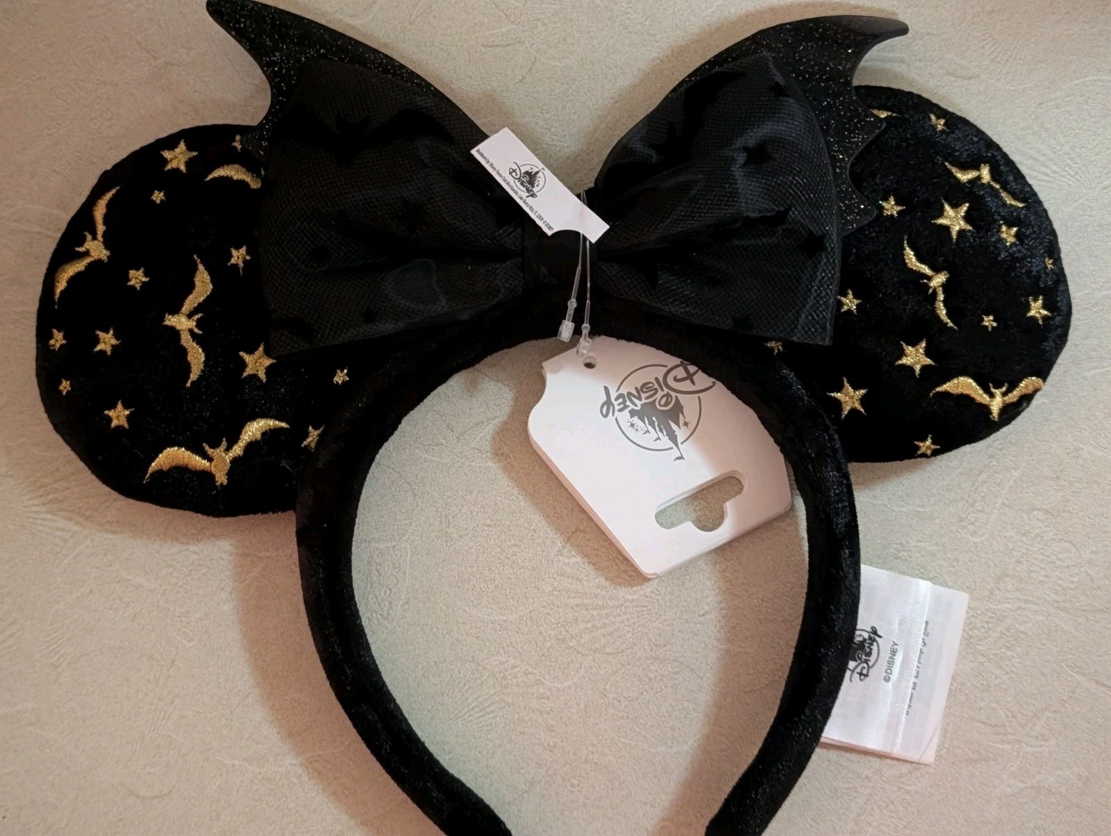Disney Parks 2026 Halloween Bat Bow Black and Gold Bats Ears Headband New Disney Parks 2026 Halloween Bat Bow Black and Gold Bats Ears Headband New