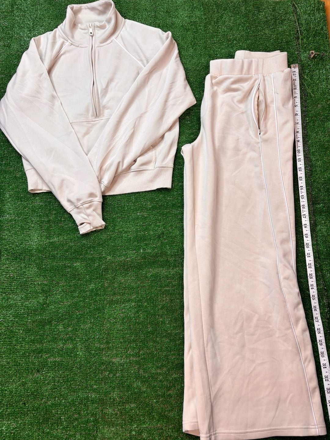 Offline By Aerie Half Zip Hoodie And Wide Leg Pants Set Size S Sand Offline By Aerie Half Zip Hoodie And Wide Leg Pants Set Size S Sand