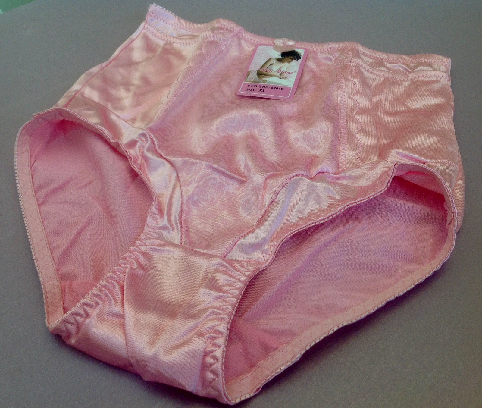 Women Panties,Briefs,Control Panties Ann Diane Size XL pink Satin W/2 sidPockets