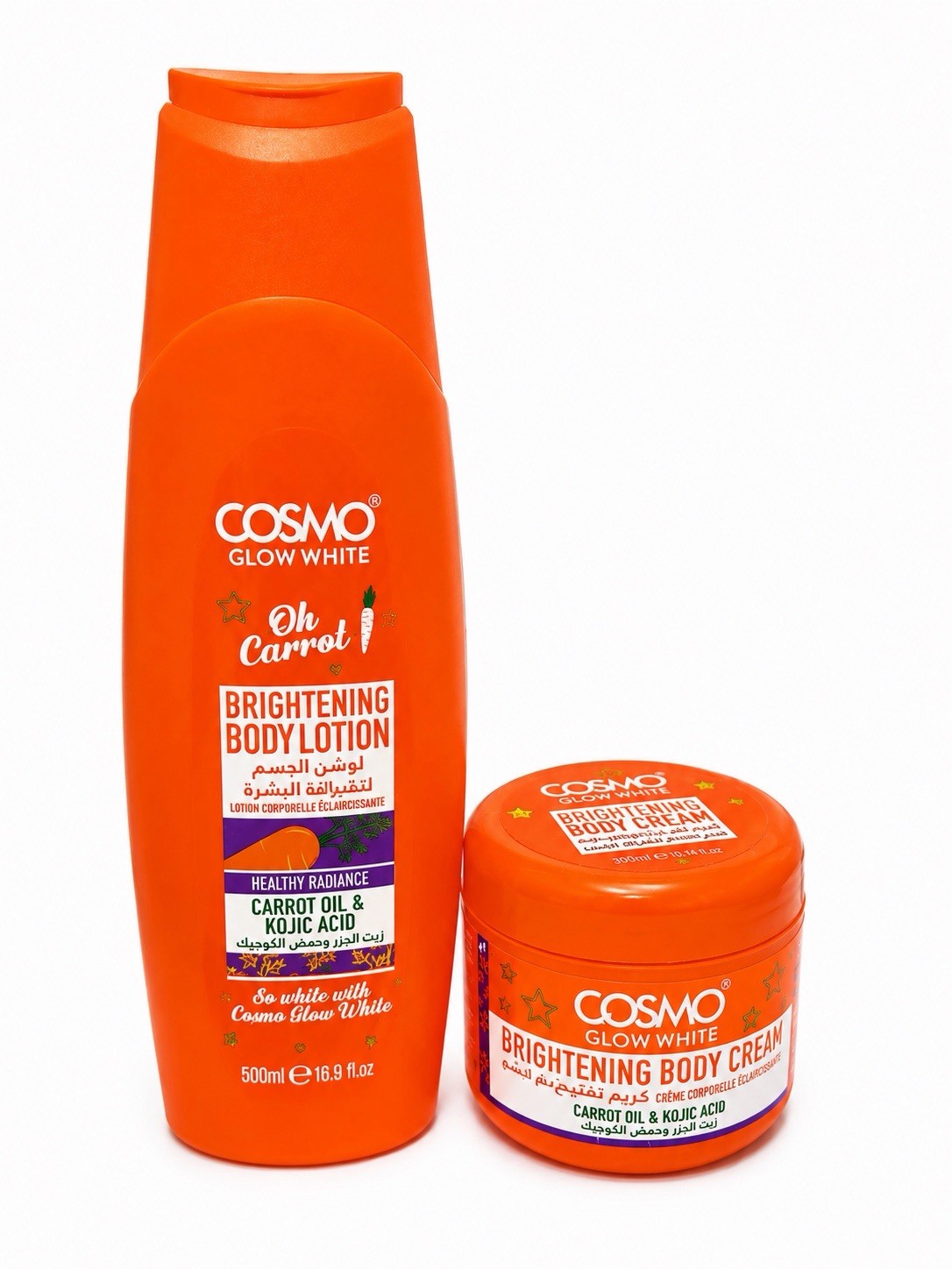 COSMO Glow White Carrot Brightening Body Lotion Kojic Acid Carrot 500ml Set Of 2