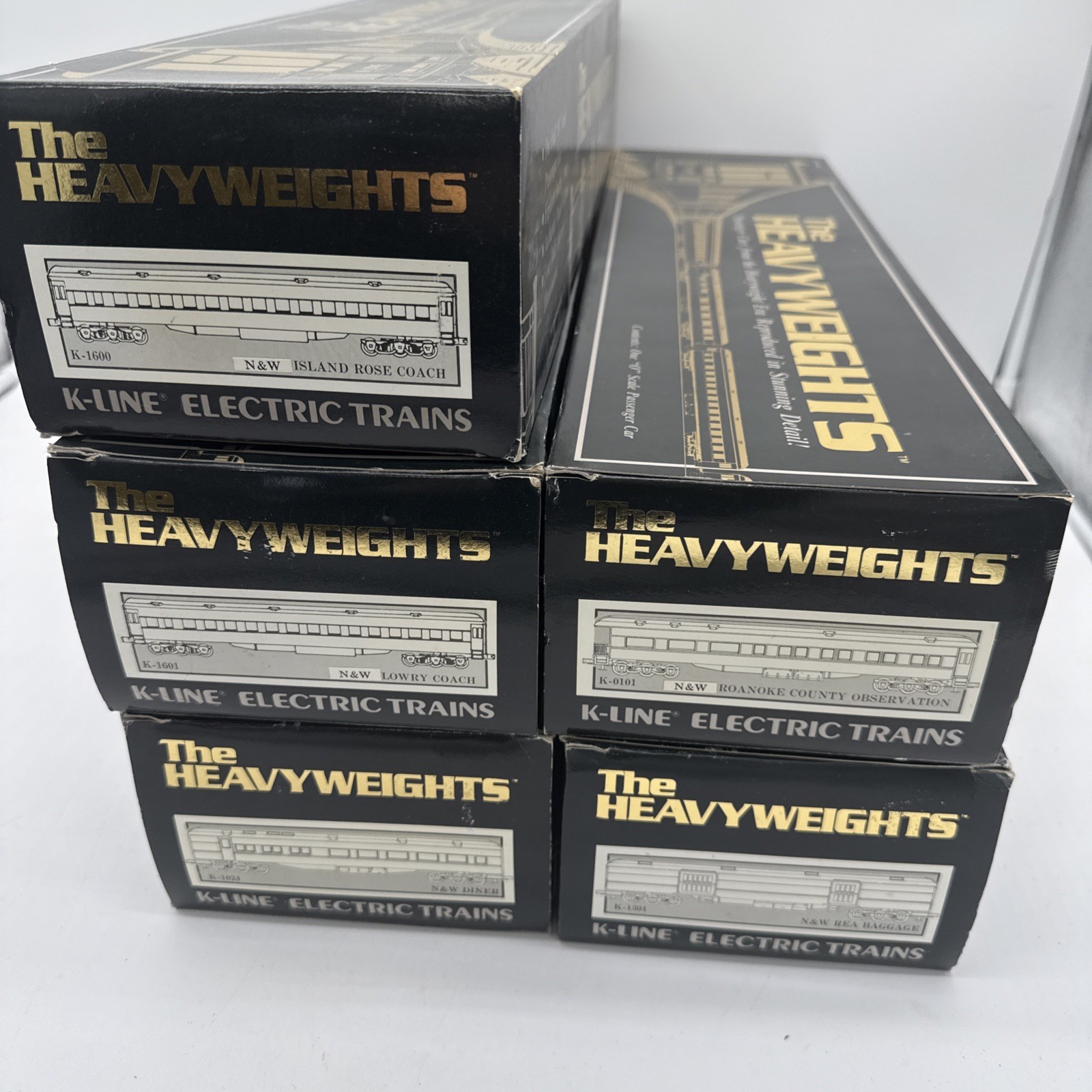 Lot Of 5 K Line Heavyweights Collection Trains Observation Coach Diner Baggage Lot Of 5 K Line Heavyweights Collection Trains Observation Coach Diner Baggage
