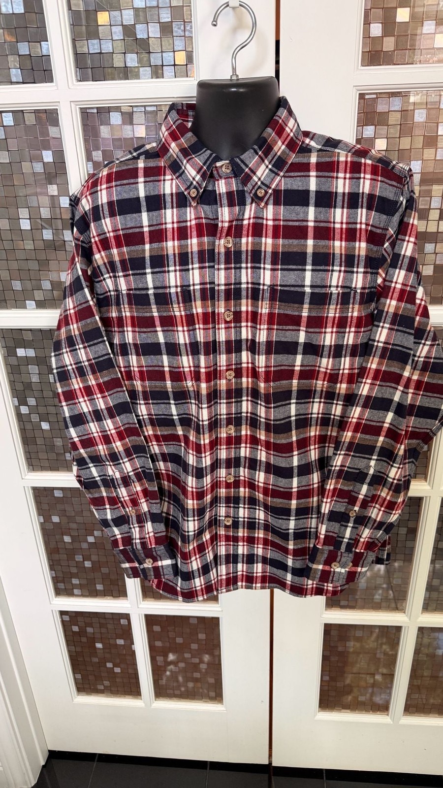 Ridgecut Toughwear Heavyweight Flannel Shirt Size L Navy Red Plaid NWT