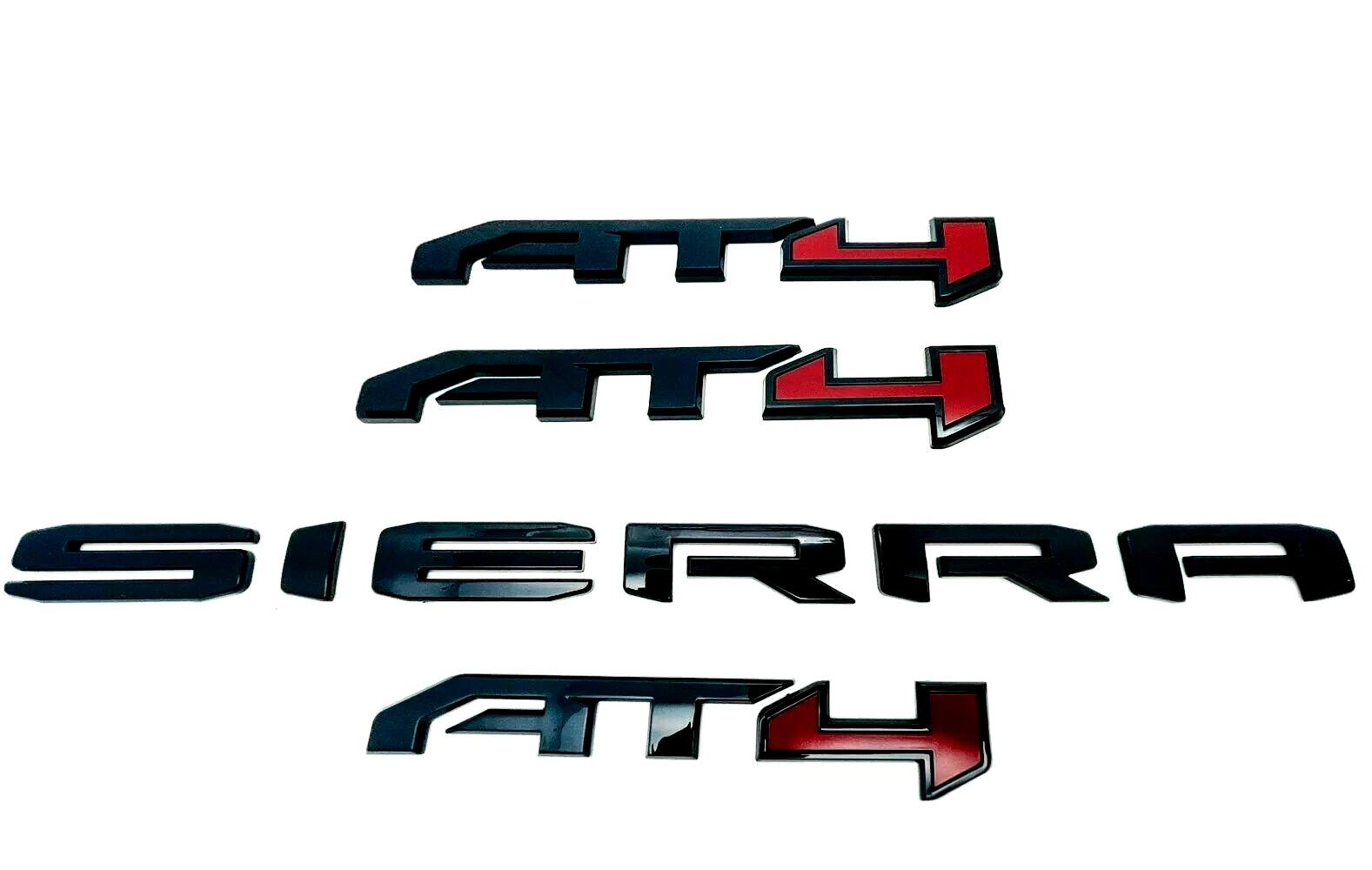 NEW 4PCS Gloss Red Black AT4 Overlay Emblem Sierra Fit 2019-2025 GMC Sierra 1500