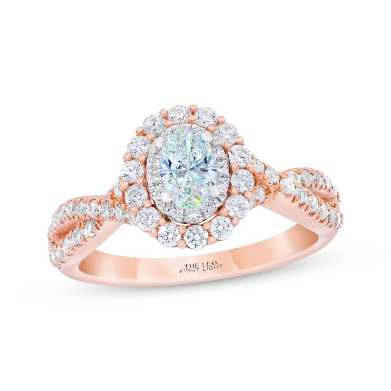 Kay Jewelers Leo First Light - 14K Rose Gold, Oval Halo Diamond Ring 1ct GSI