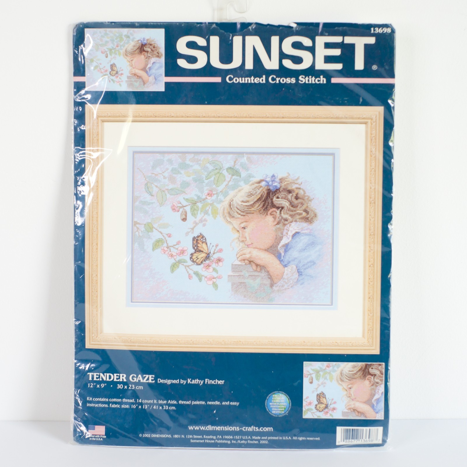 Sunset Counted Cross Stitch Kit Tender Gaze Open Package Stitching Started