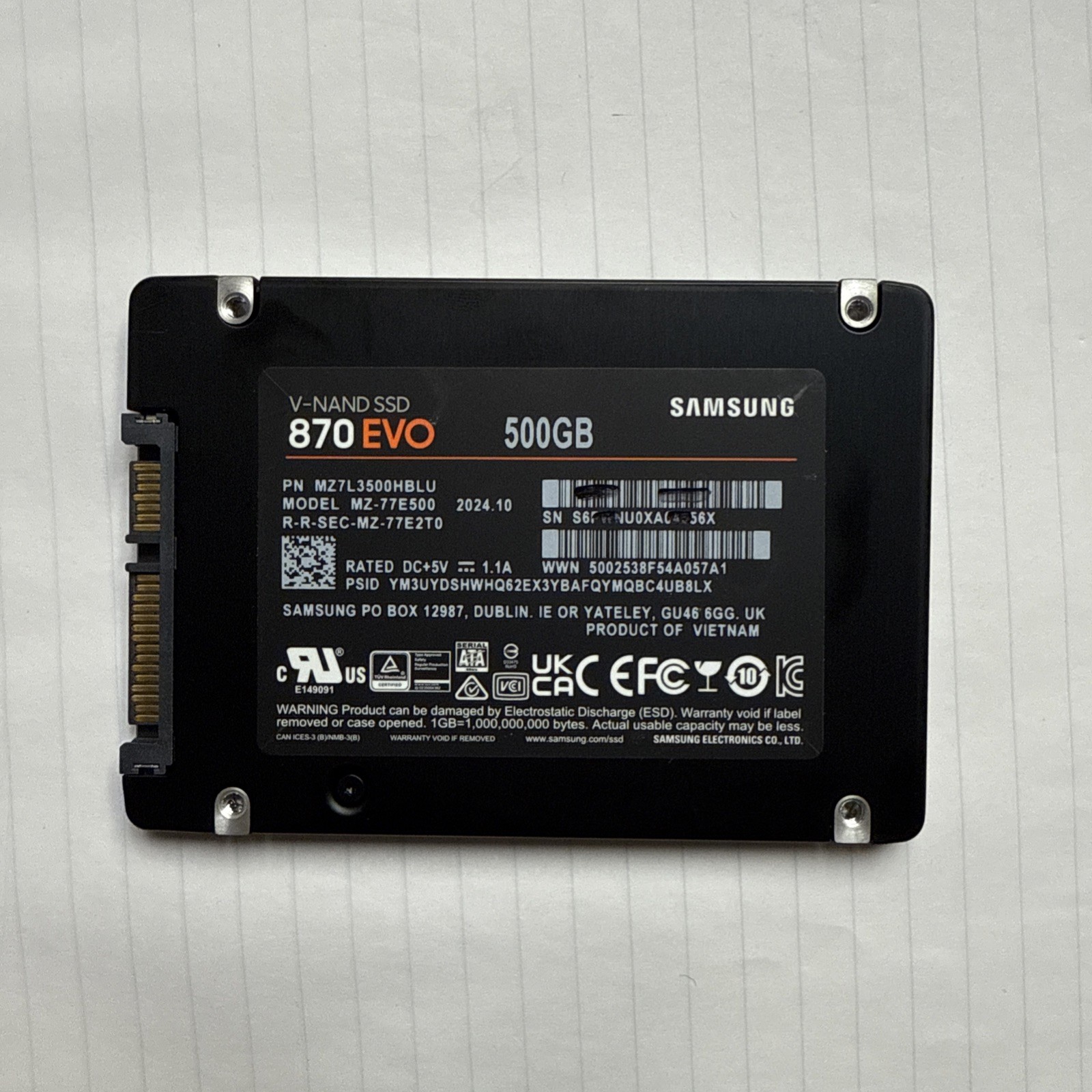 Samsung 870 EVO 500GB 2.5in SATA III Internal SSD VNAND Solid State Drive TESTED Samsung 870 EVO 500GB 2.5in SATA III Internal SSD VNAND Solid State Drive TESTED