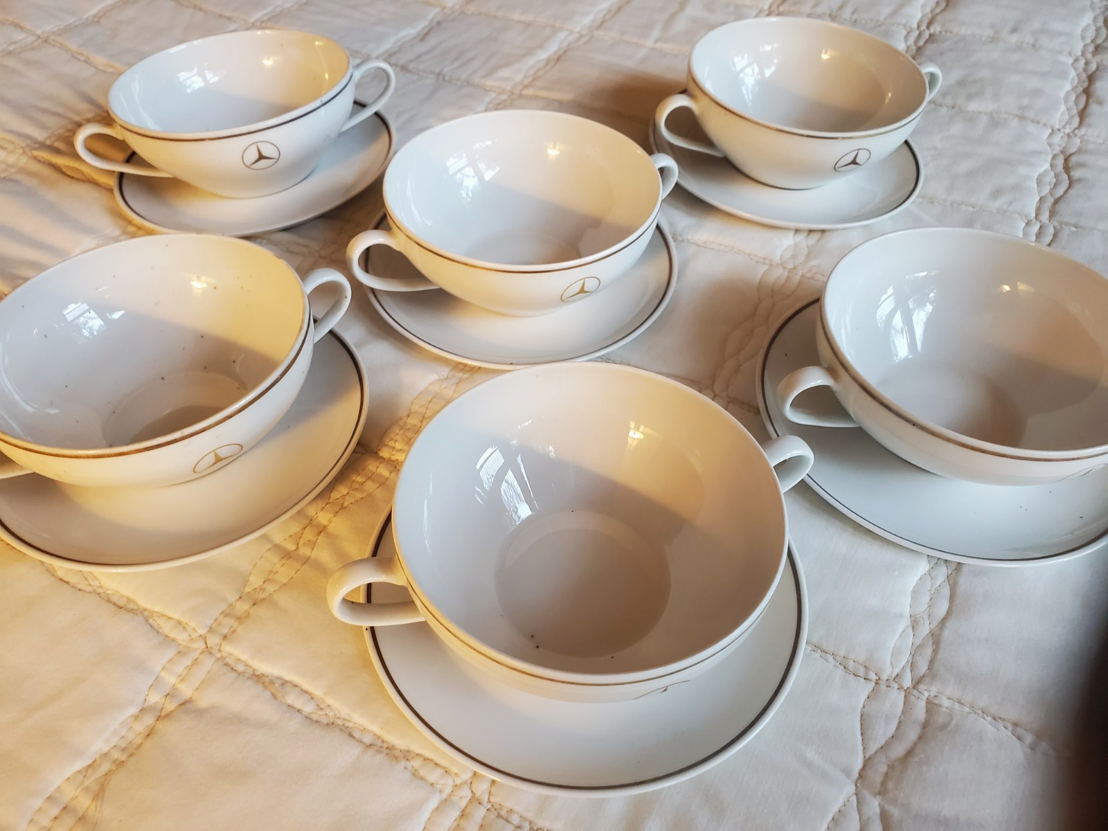 Mercedes VIP Guest Restaurant Stuttgart Antique Porcelain Dessert/Soup Bowls