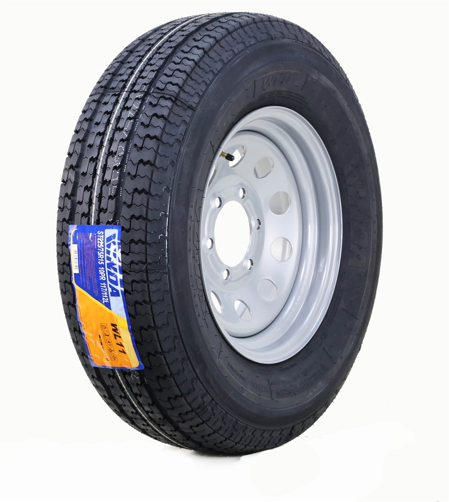WINDA Trailer Tire Assembly ST225/75R15 10-Ply Silver Mod Rim 6 Lug on 5.5\ WINDA Trailer Tire Assembly ST225/75R15 10-Ply Silver Mod Rim 6 Lug on 5.5\