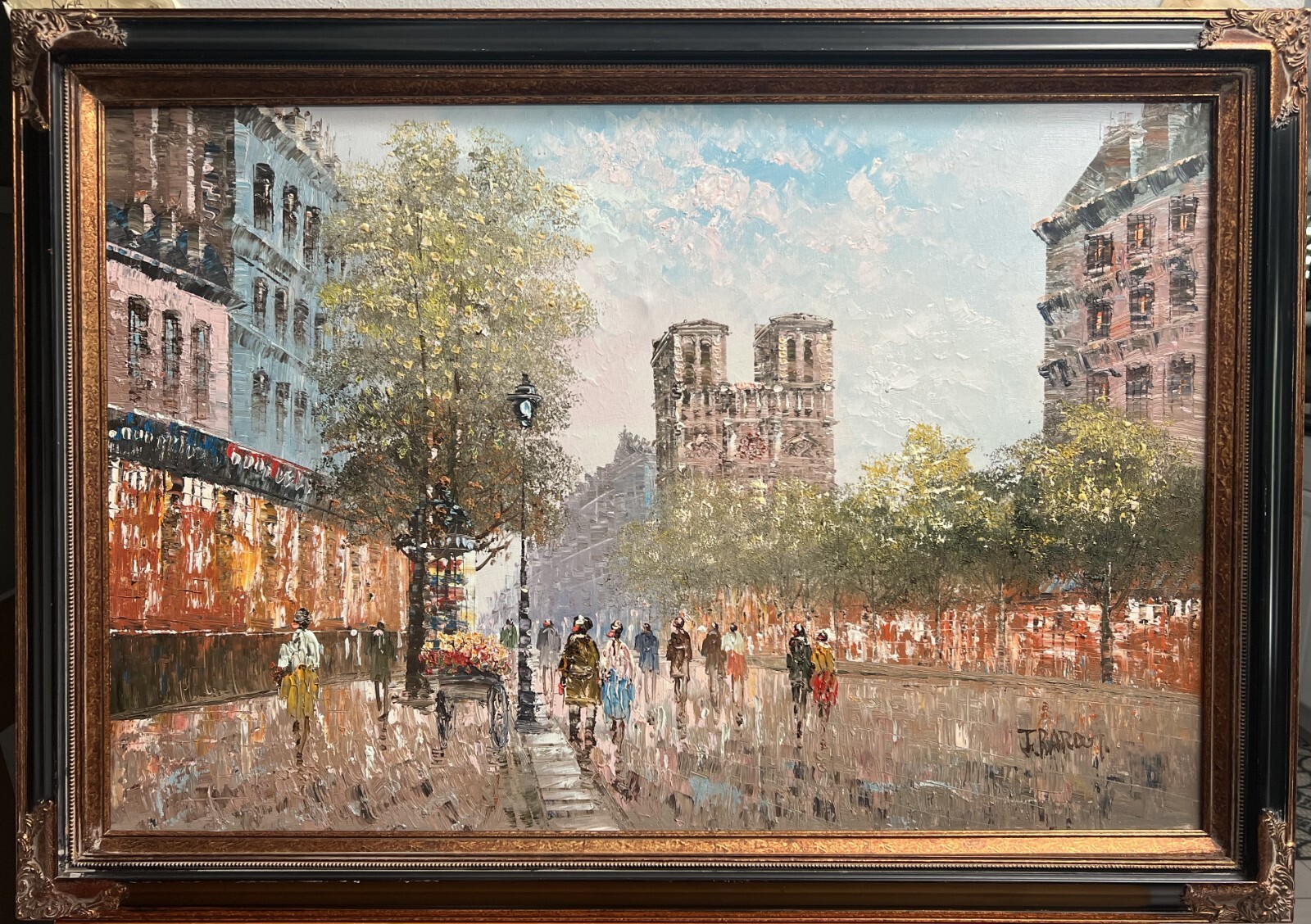 Vintage Impressionist Paris Street Scene Oil On Canvas Signed J Bardot Vintage Impressionist Paris Street Scene Oil On Canvas Signed J Bardot