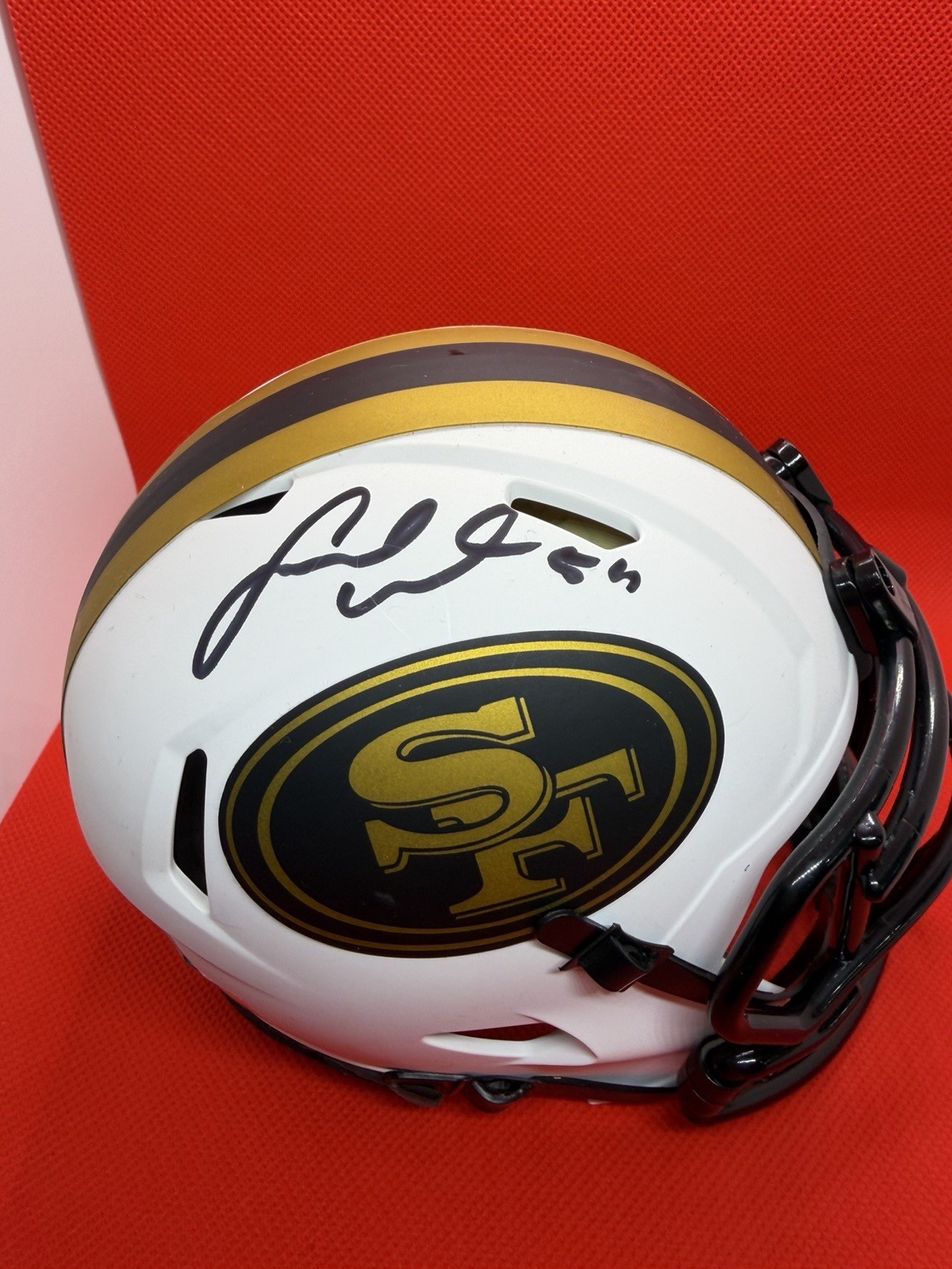 Fred Warner Signed San Francisco 49ers White Mini Helmet BAS Witnessed Fred Warner Signed San Francisco 49ers White Mini Helmet BAS Witnessed
