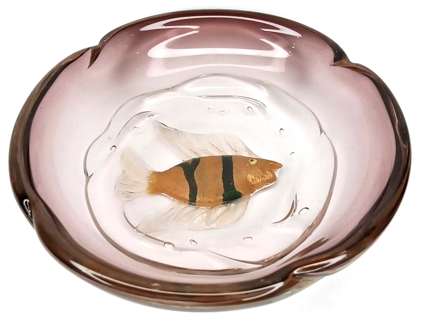 Vintage 1950s Murano Glass Alfredo Barbini Cenedese Fish Bowl Made In Italy
