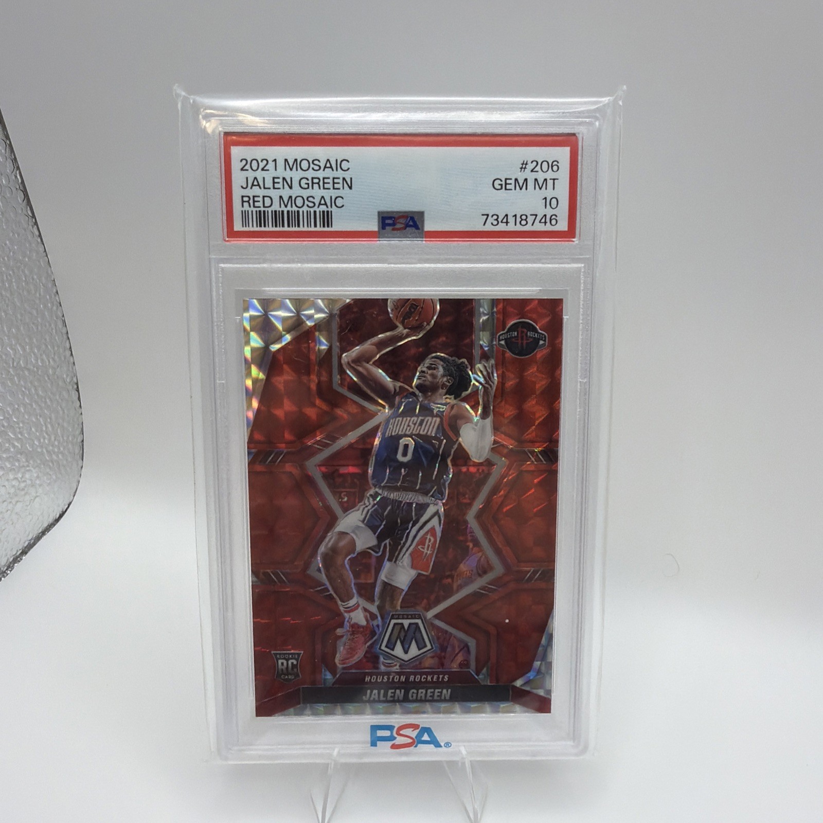 2021-22 Panini Mosaic JALEN GREEN Rookie RC Red Prizm SP Rockets #206 PSA 10