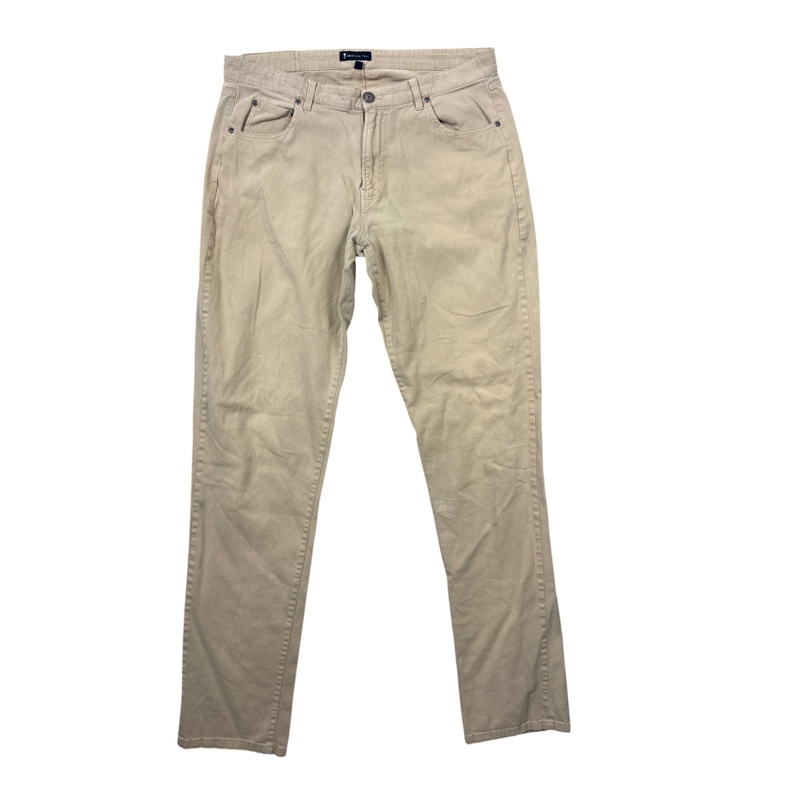 American Tall Mens 34x38 Beige Chino Pants Straight Leg Long Inseam Khaki