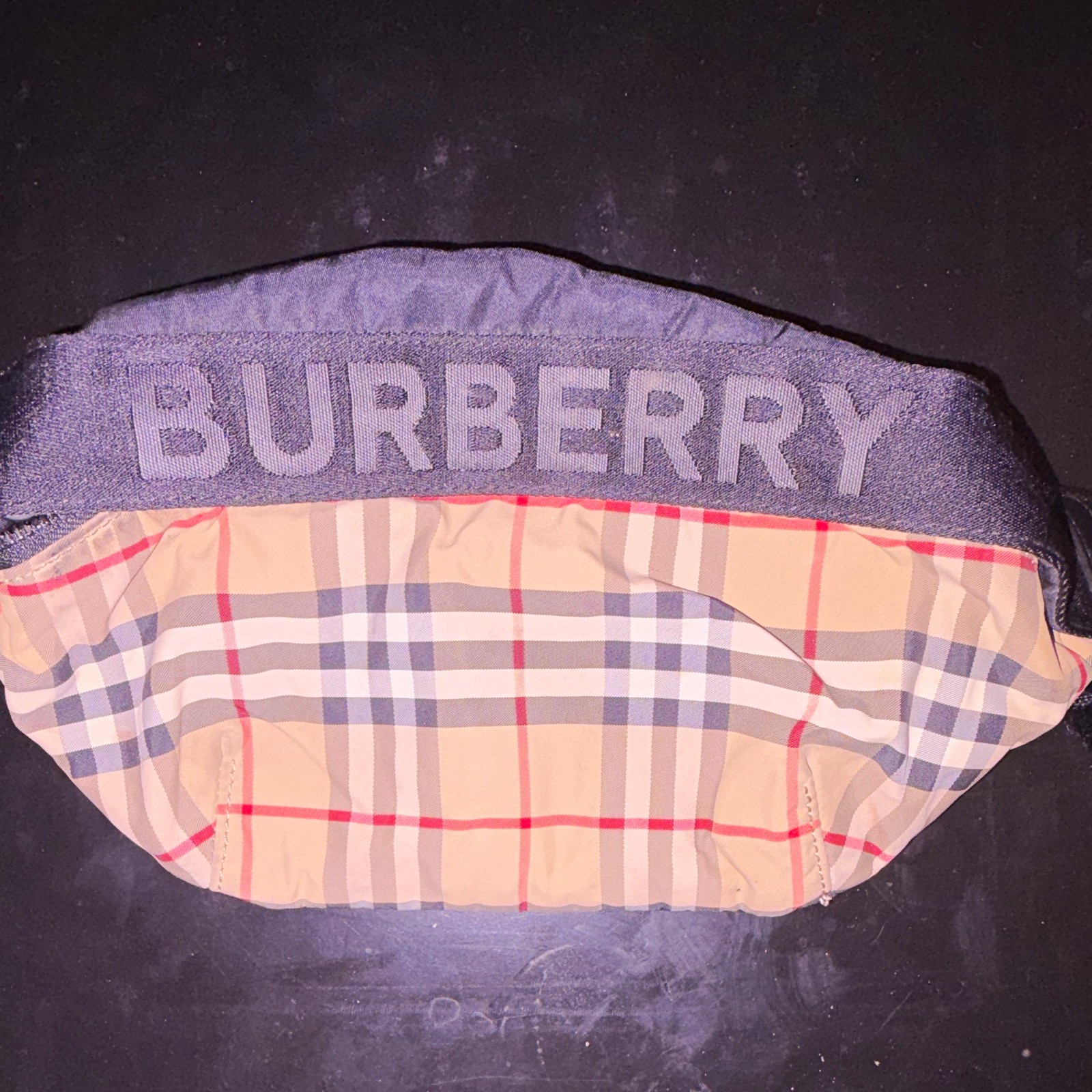 Burberry Nova Check Waist Pack Logo Strap Black/Beige Nylon Zipper 2 Pockets