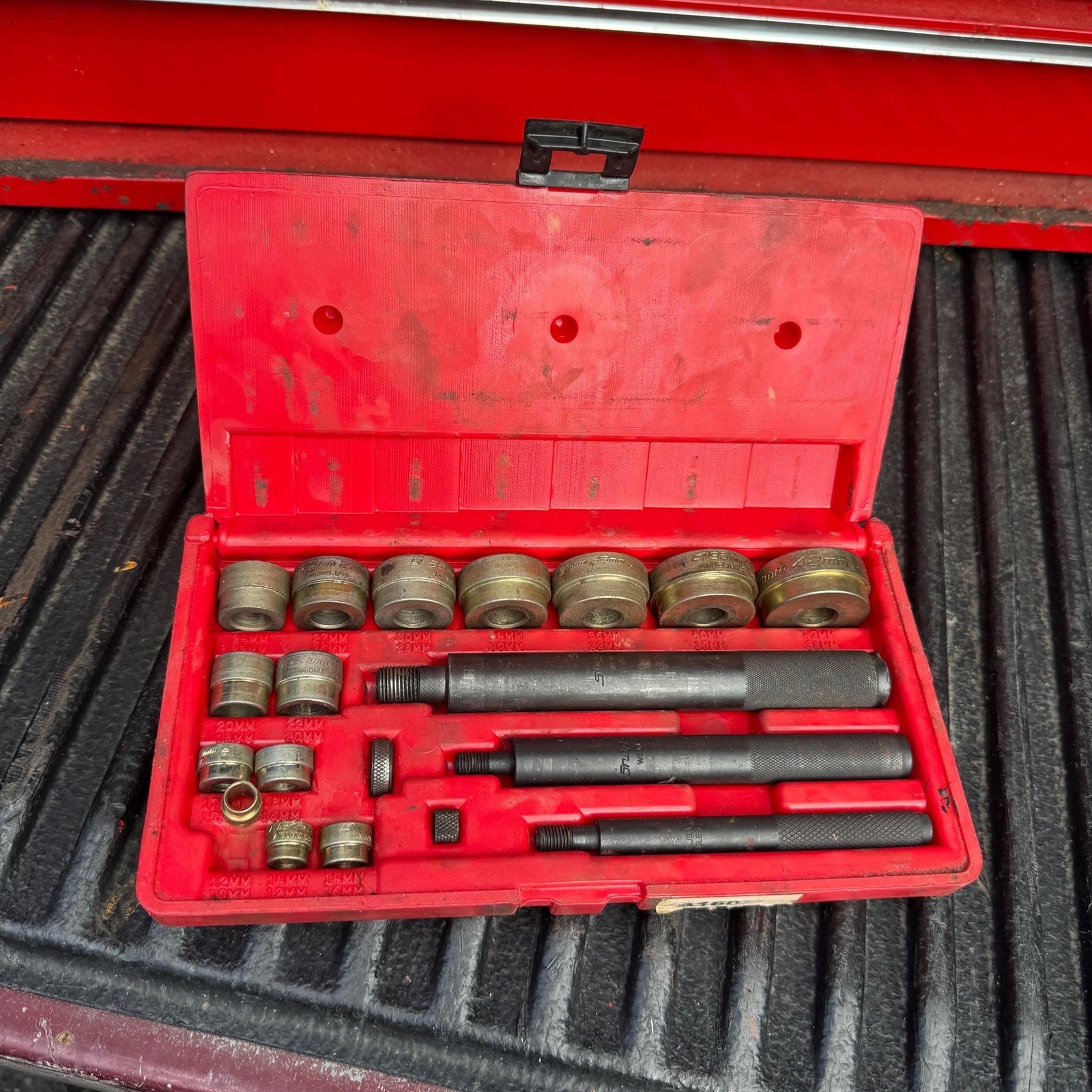 Vintage Snap On Tools A157C Heavy Duty Bushing Driver Set PB20 Case Made In USA
