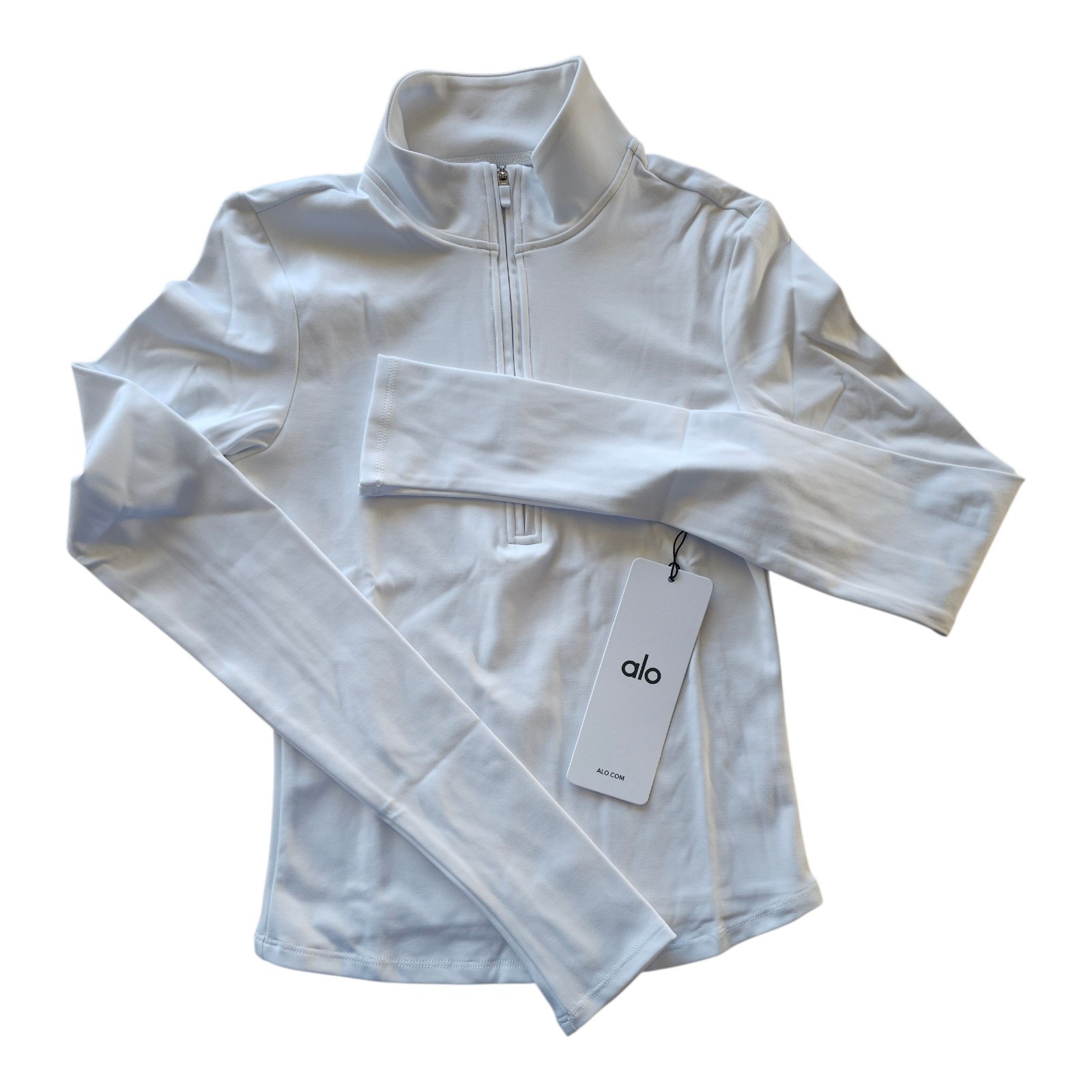 ALO Softsculpt Precision 1/4 Zip Long Sleeve Women\'s White Top XS NWT $118 ALO Softsculpt Precision 1/4 Zip Long Sleeve Women\'s White Top XS NWT $118