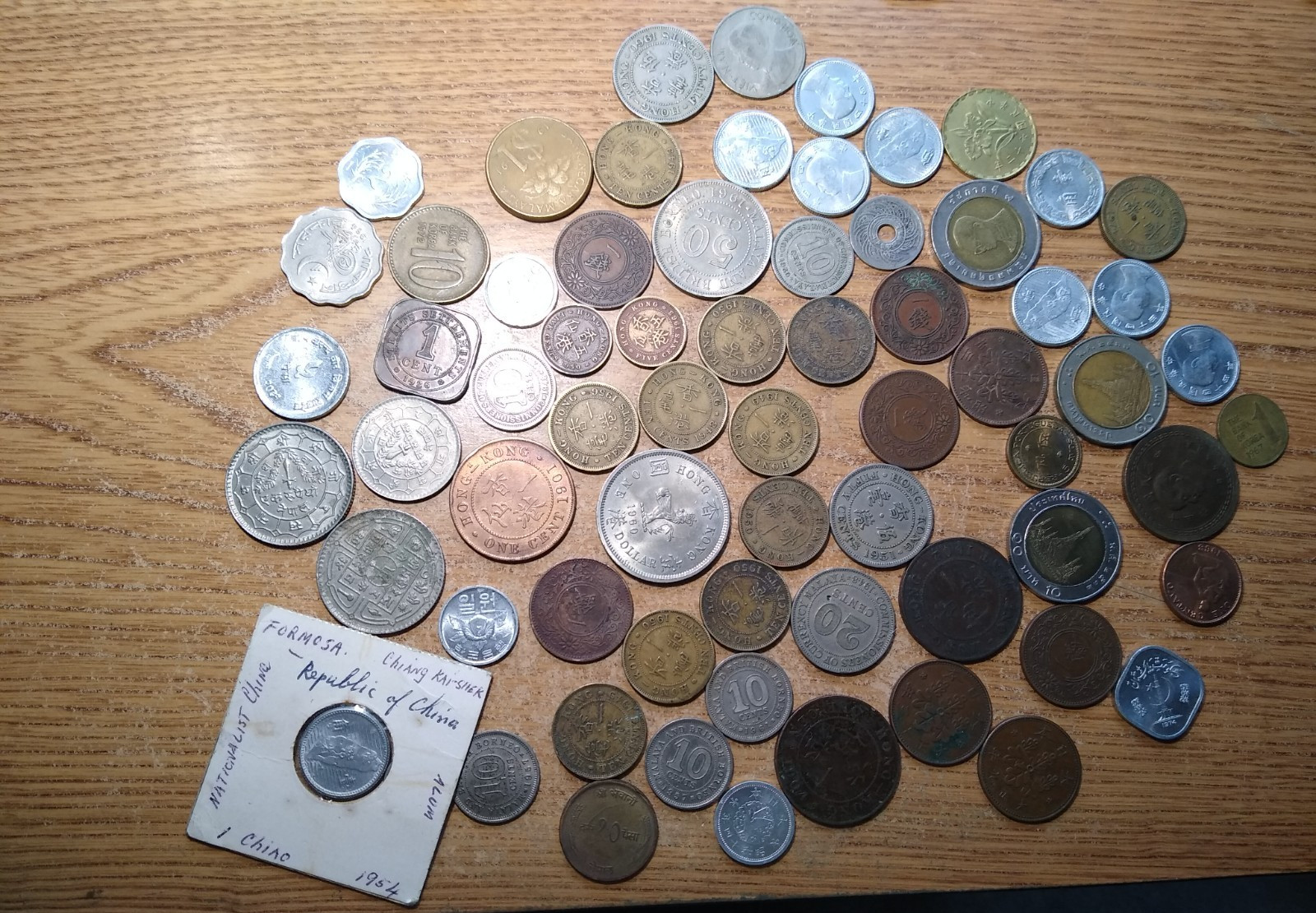 asian coin lot japan taiwan hong kong nepal thailand malaya nearly 70 coins