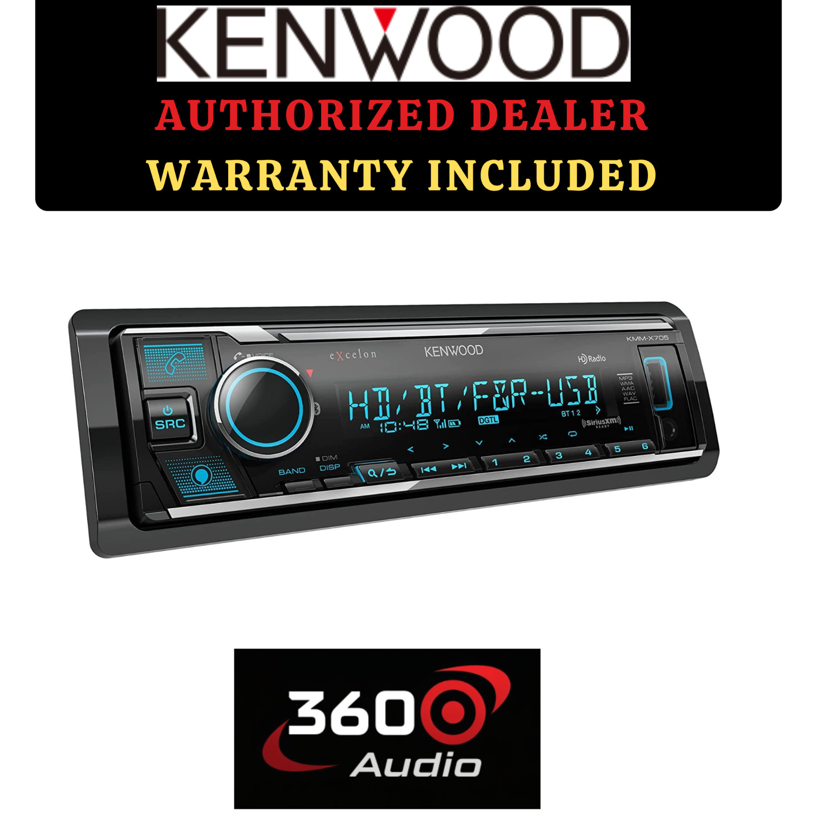 Kenwood KMM-X705 1-DIN Bluetooth Car Stereo Digital Media Receiver