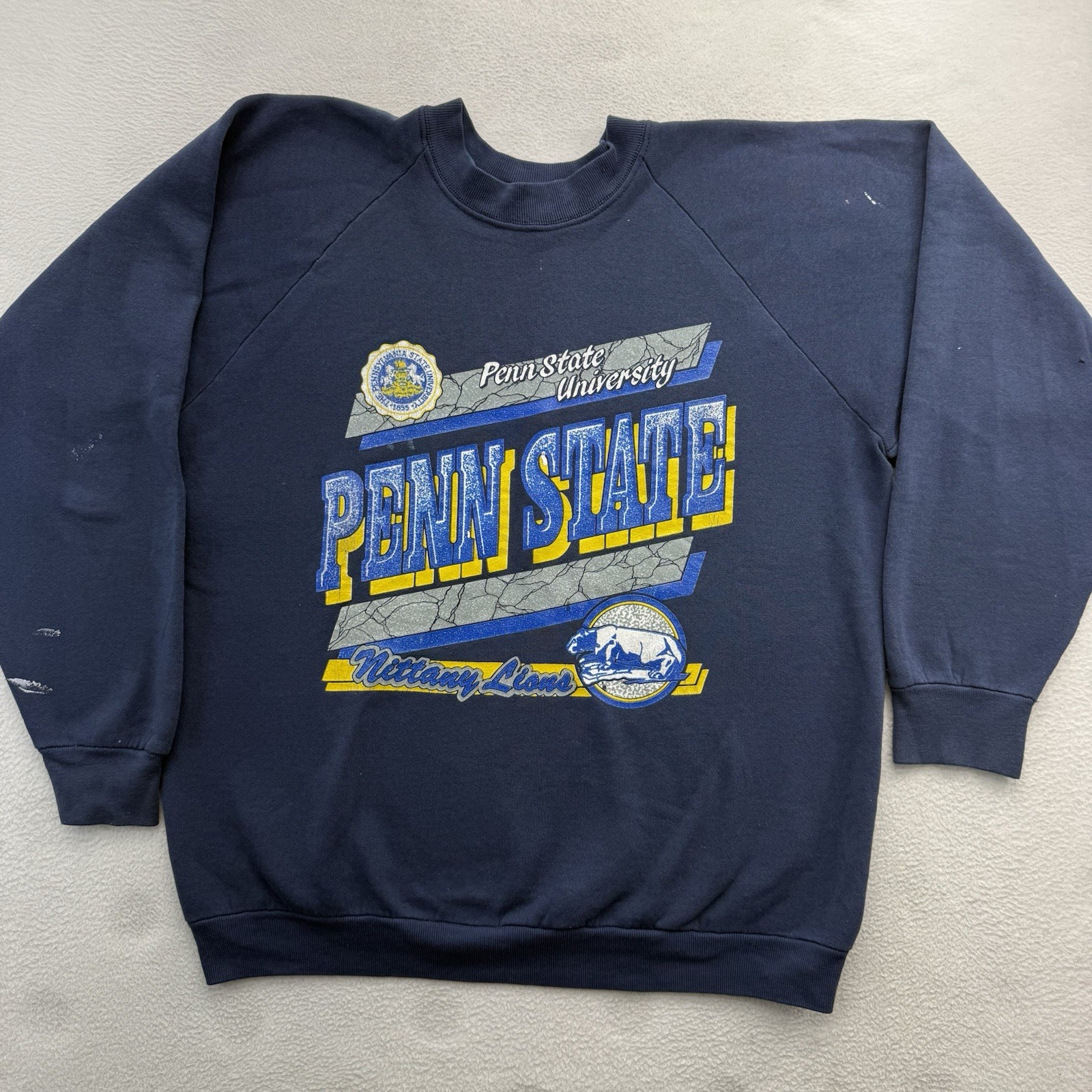 Vintage Penn State University NITTANY LIONS Sweatshirt Crewneck 90s XL USA Paint