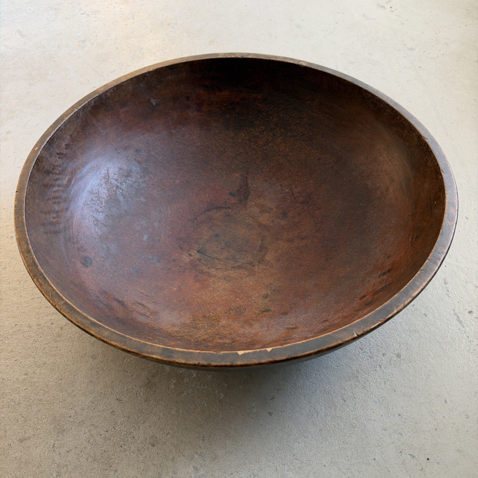 Antique Early Primitive Farmhouse Wooden Rim Dough Bowl 19” Antique Early Primitive Farmhouse Wooden Rim Dough Bowl 19”