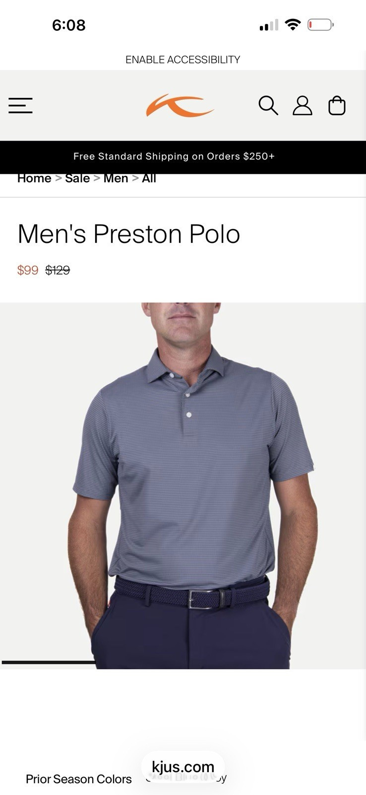 KJUS Preston Polo UV Protection Stretch Quick Dry Steel Blue Alloy Size 50 S/S KJUS Preston Polo UV Protection Stretch Quick Dry Steel Blue Alloy Size 50 S/S