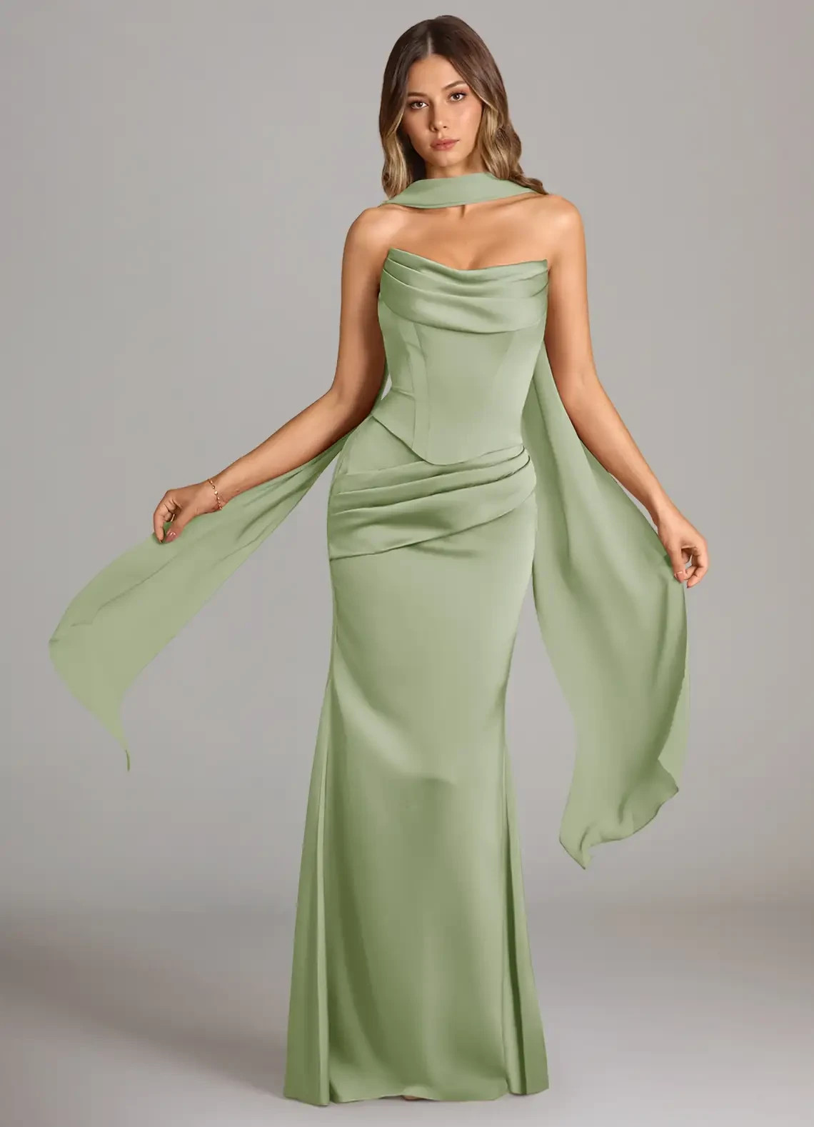 Azazie Sorrel Mermaid Strapless Stretch Satin Convertible Dress - No Import Fees