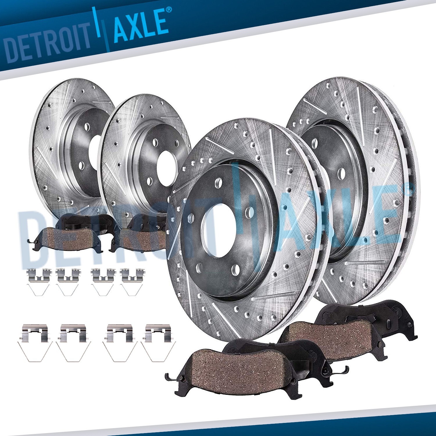 Front Rear Drilled Brake Rotors Brake Pads for 2011 2012 Honda Accord Acura TSX