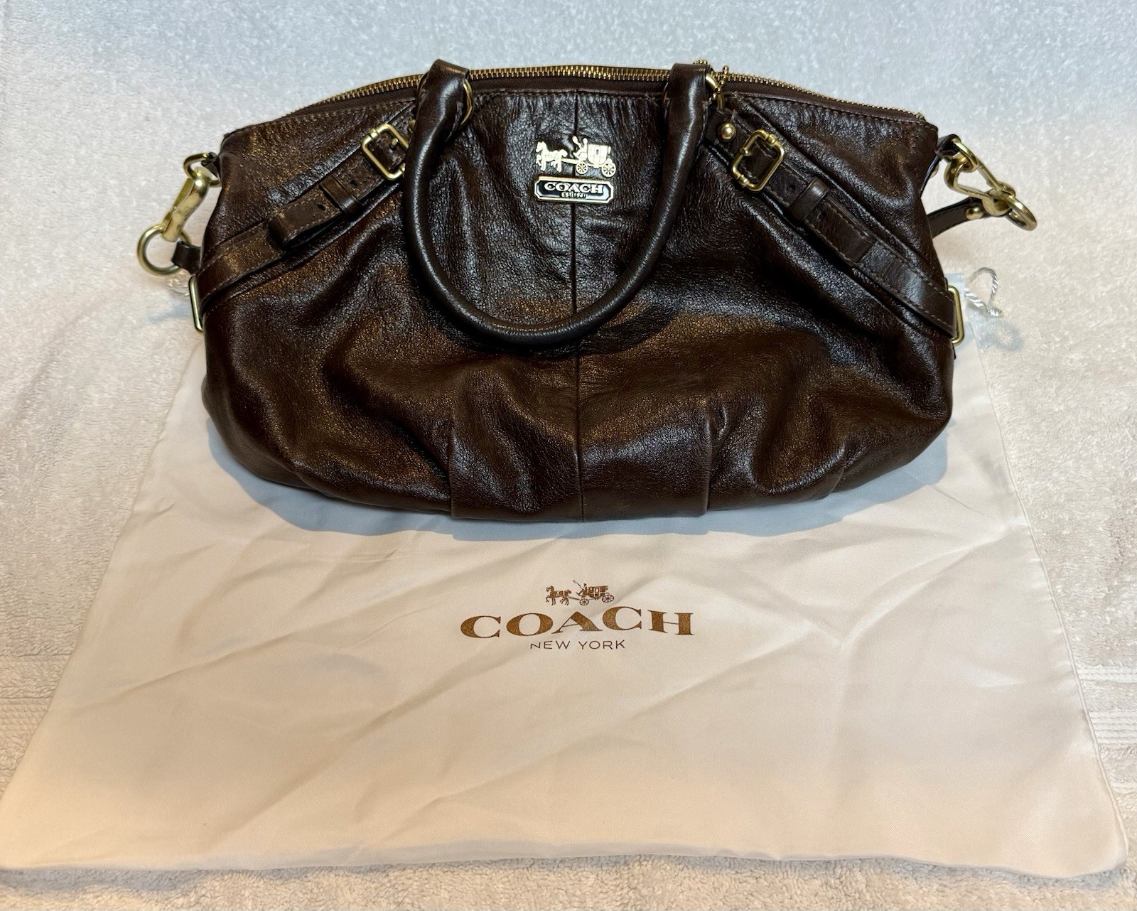 Coach Madison Sophia 15960 Espresso Brown Leather Satchel Shoulder Cross G2U Coach Madison Sophia 15960 Espresso Brown Leather Satchel Shoulder Cross G2U