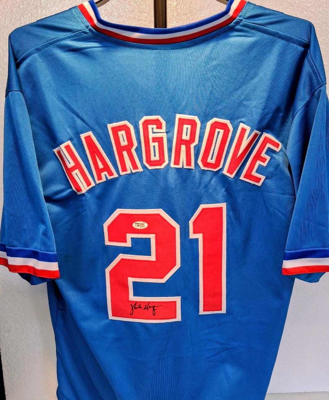 Mike Hargrove Signed Texas Rangers #21 Jersey XL Prime Time Sports COA