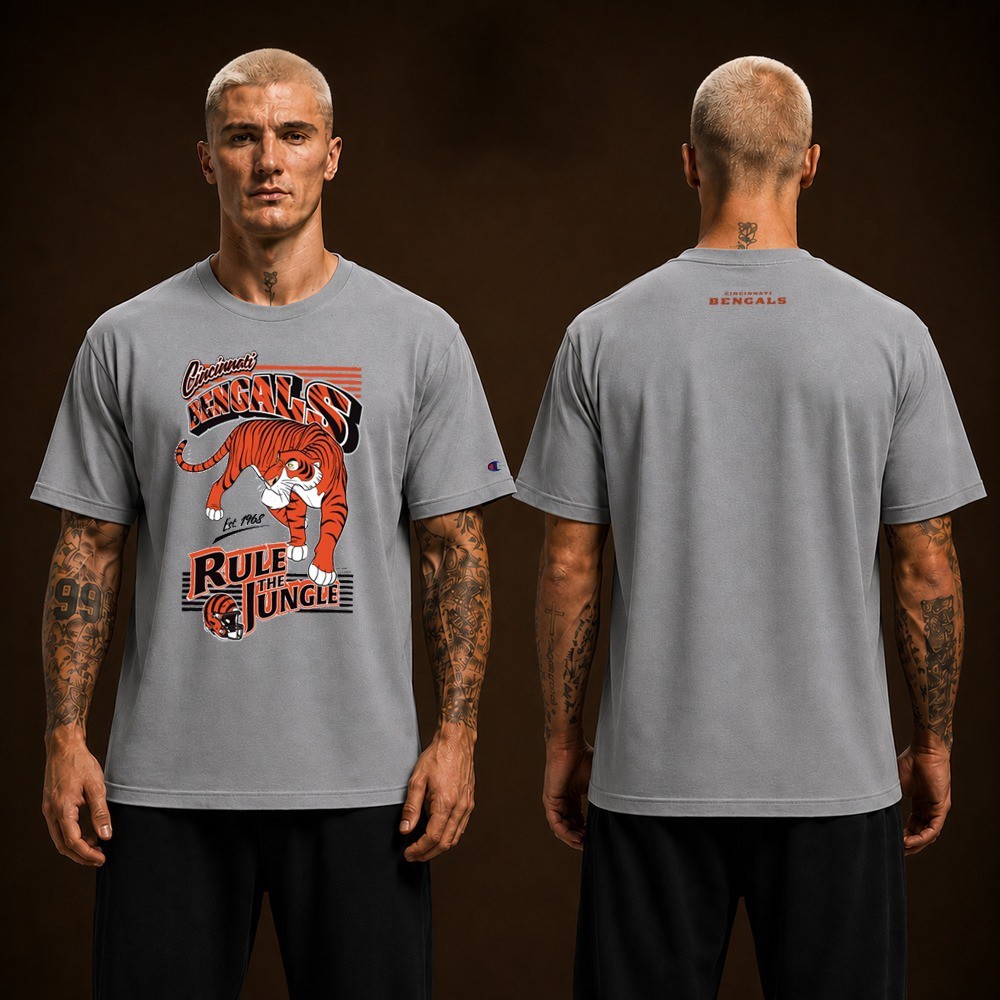 Cincinnati Bengals Shere Khan Disney Champion NFL Rule The Jungle T-Shirt