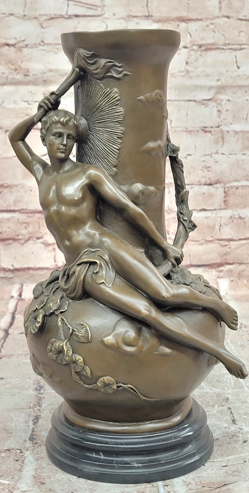 Bronze Sculpture Nude Male Vase Gay Interest Hot Cast Home Office Decoration
