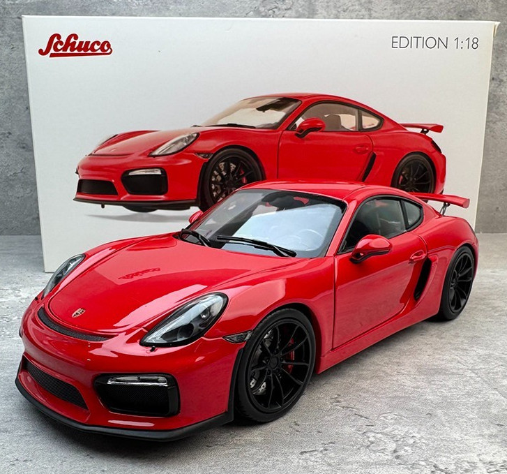 Schuco 1/18 Porsche Cayman GT4 Red Diecast Car Model