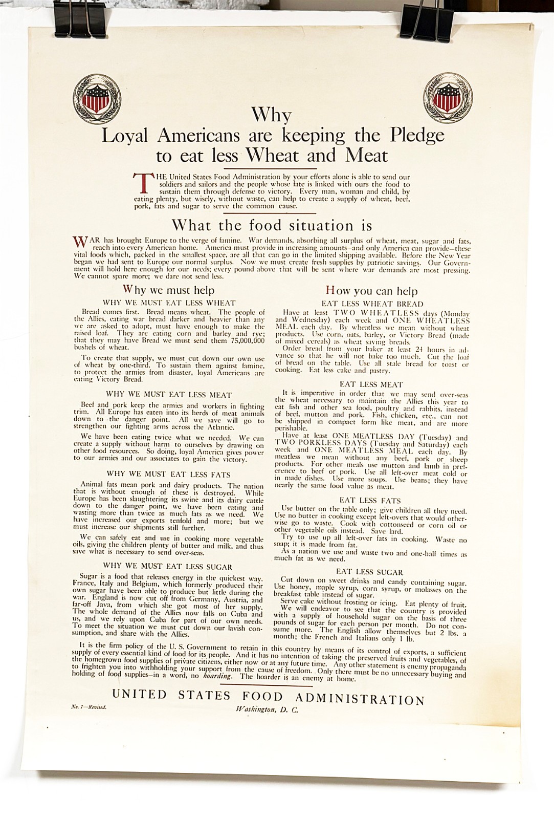 Original 1918 US WWI Food Administration poster Eat Less Beef and Wheat Original 1918 US WWI Food Administration poster Eat Less Beef and Wheat
