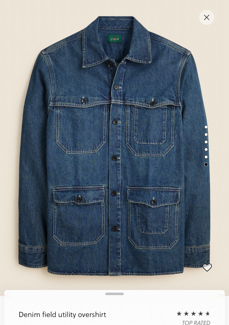 J.Crew NWT Denim field utility overshirt Blue Size XL CM231 $218.00