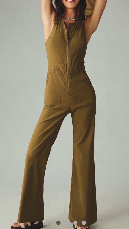 NWOT Anthropologie The Naomi Workwear Jumpsuit by Maeve In Olive Size 4