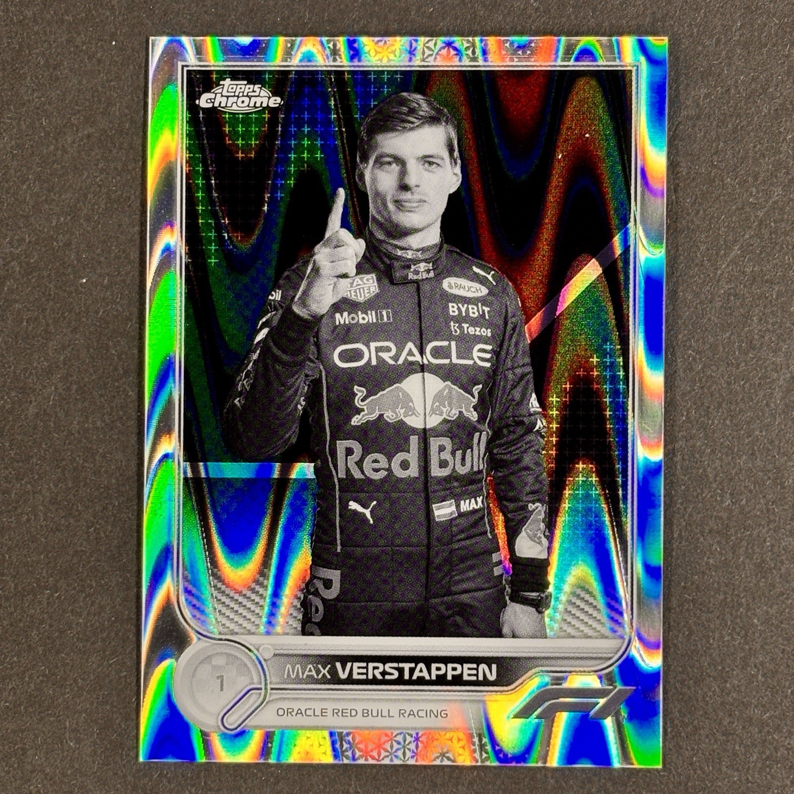2022 Topps Chrome Formula 1 F1 Racers Max Verstappen #1 Black & White RayWave