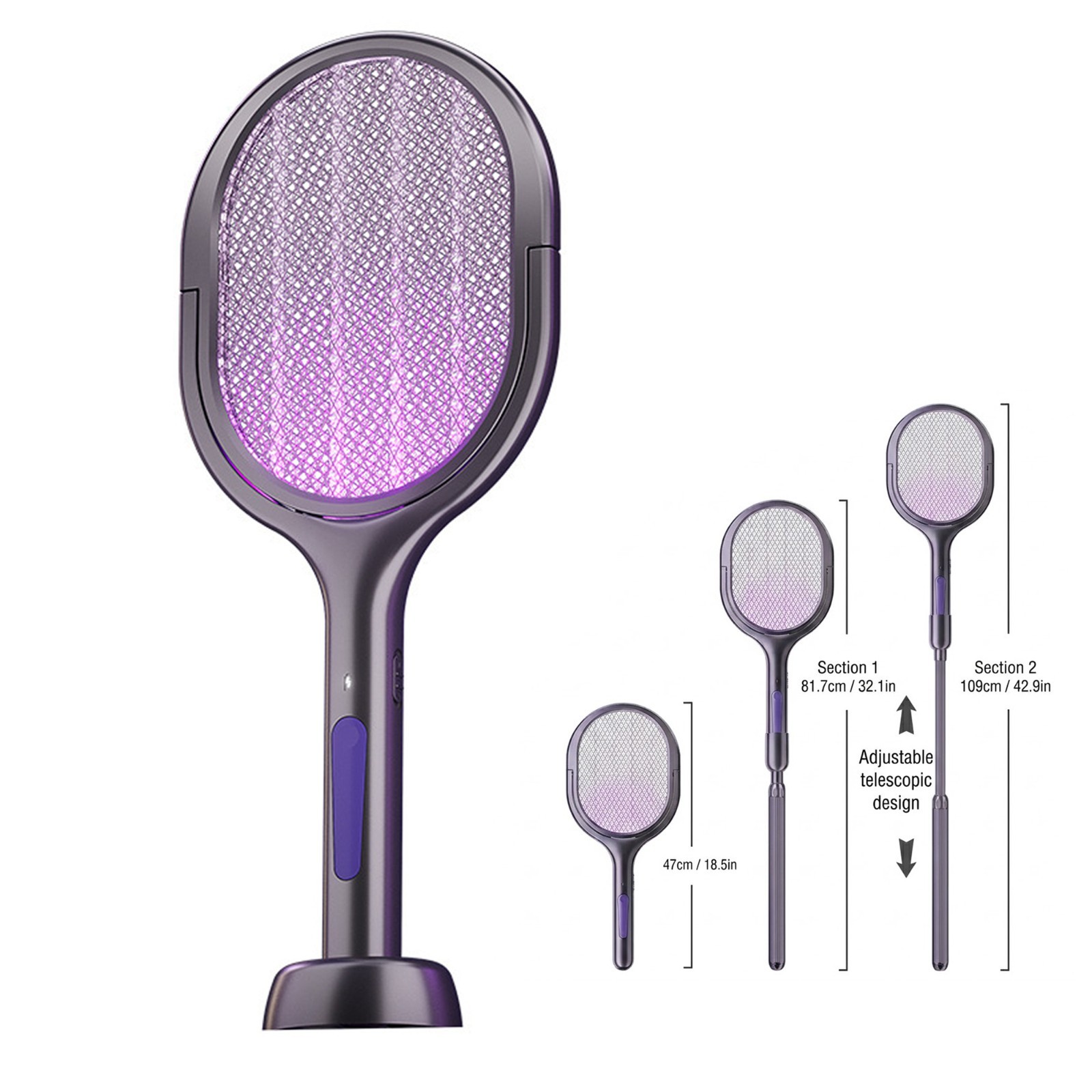 1pc USB Rechargeable Foldable Mosquito Swatter with UV Light Bug Zapper - NEW 1pc USB Rechargeable Foldable Mosquito Swatter with UV Light Bug Zapper - NEW