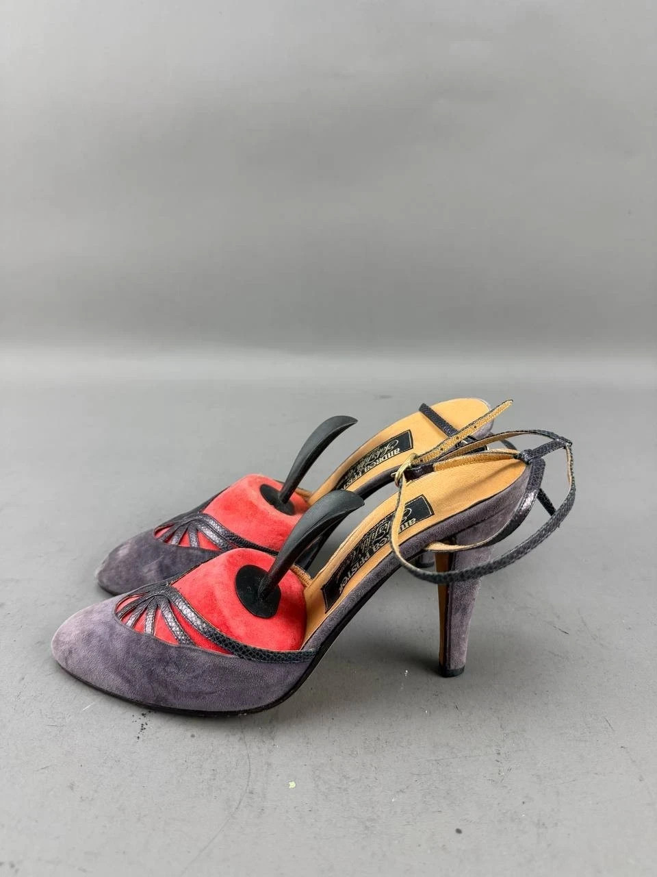 Vintage Andrea Pfister Purple Suede Strappy Heels Size 8 Made in Italy