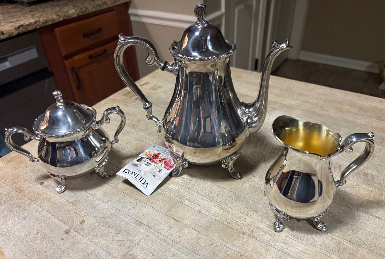 Vtg Joanne Webster Wilcox Collection Oneida Cubed Silverplate Coffee Sugar Cream