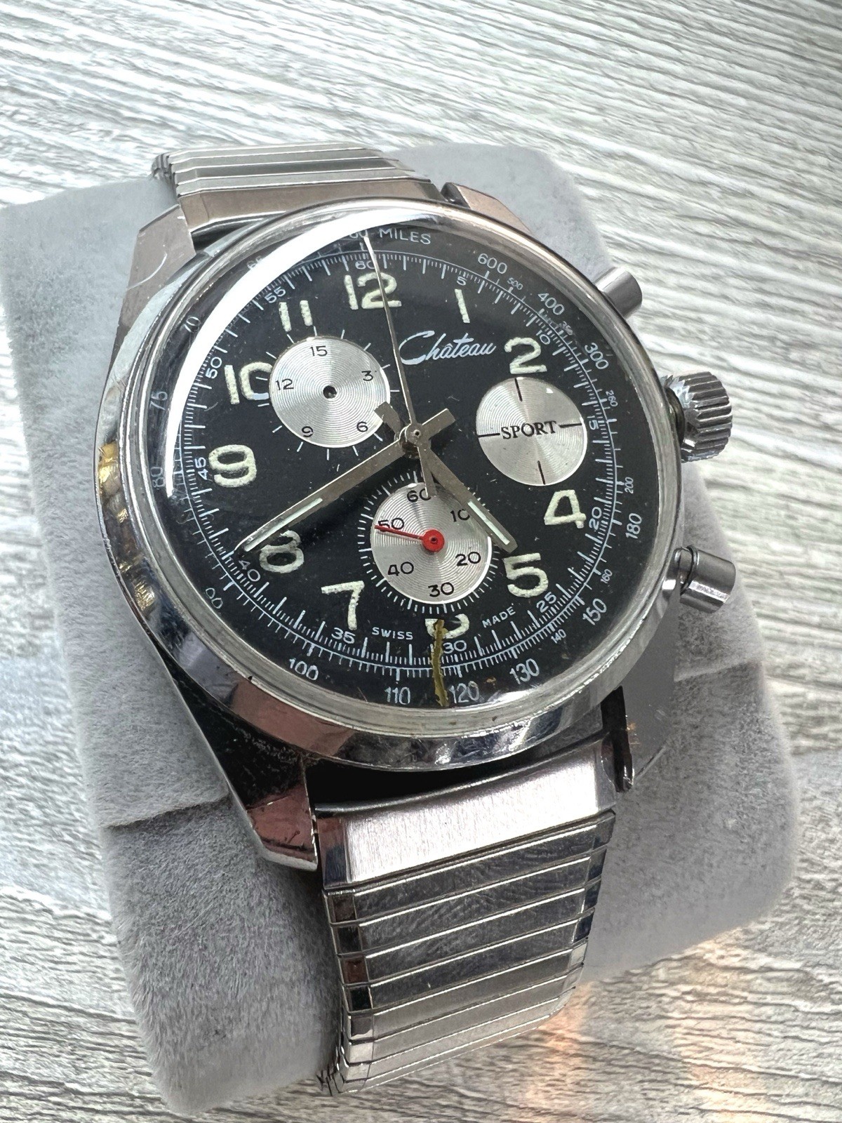 Vintage Chateau Chronograph Swiss Made  Mens watch runs for repair