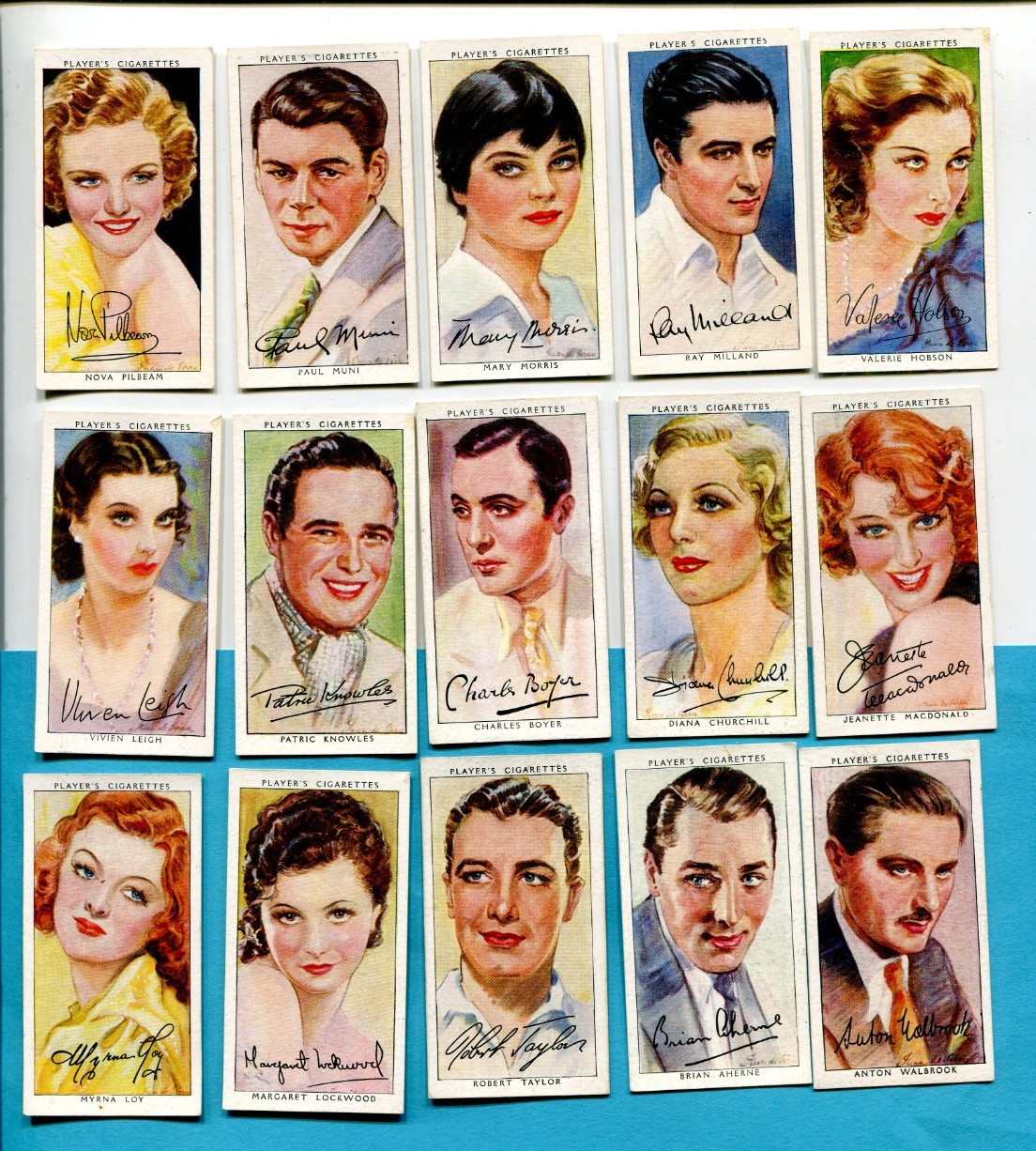 1938 JOHN PLAYER & SONS FILM STARS 3RD SERIES 15 TOBACCO CARD LOT 1938 JOHN PLAYER & SONS FILM STARS 3RD SERIES 15 TOBACCO CARD LOT