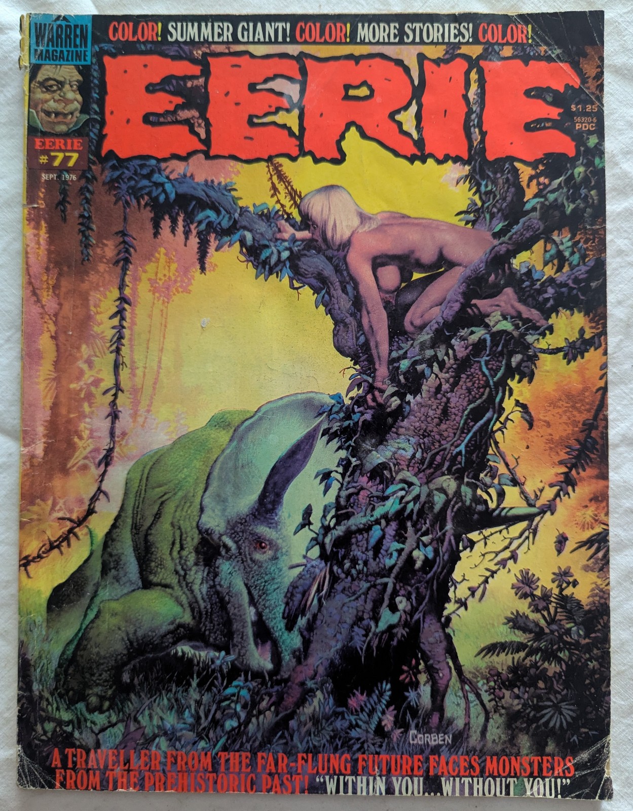 Vintage EERIE Magazine Issue Cartoon Drawing Art Rich Corben #77 Monster