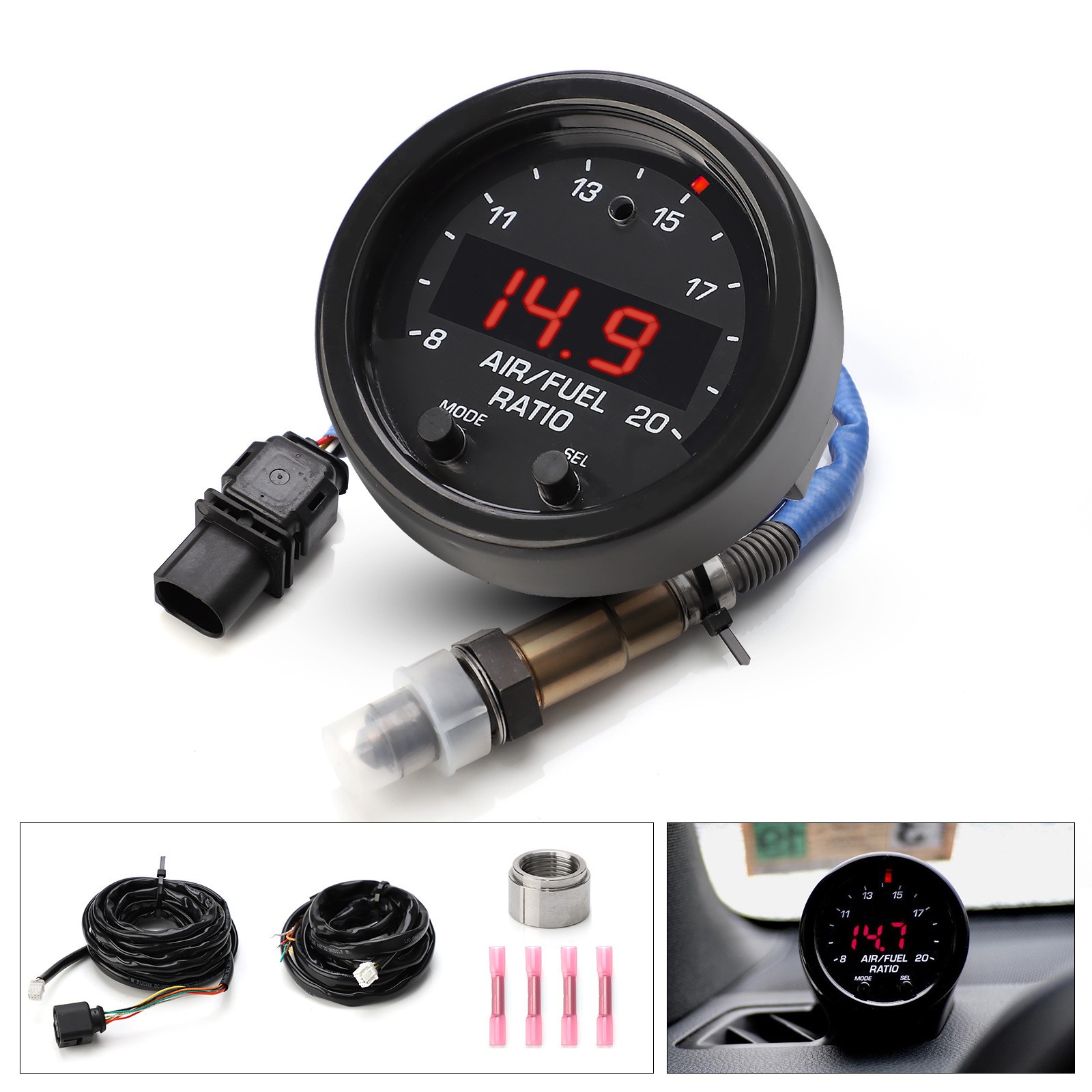 30-0300 New  X-Series Wideband O2 Air Fuel Ratio Gauge Kit LSU 4.9 0258017025