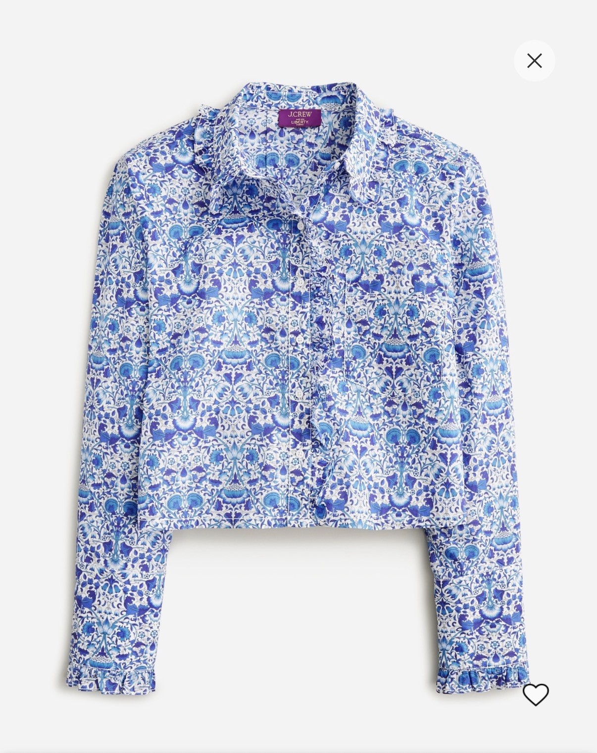 J .Crew  Ruffle-trim button-up shirt in Liberty® Lodden fabric SIZE M